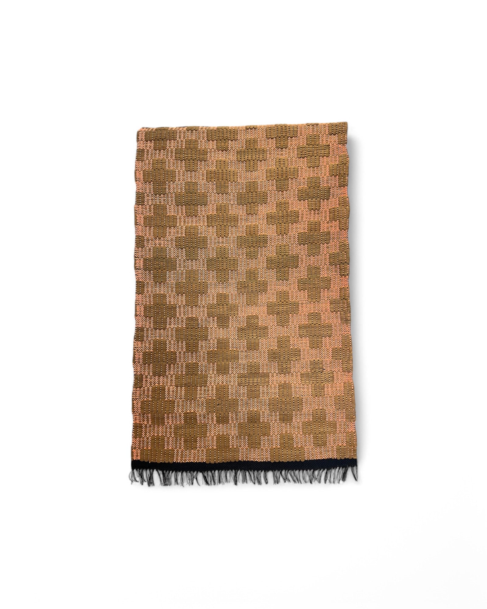 Cross Pattern Cotton Rug - Chocolate Brown & Coral