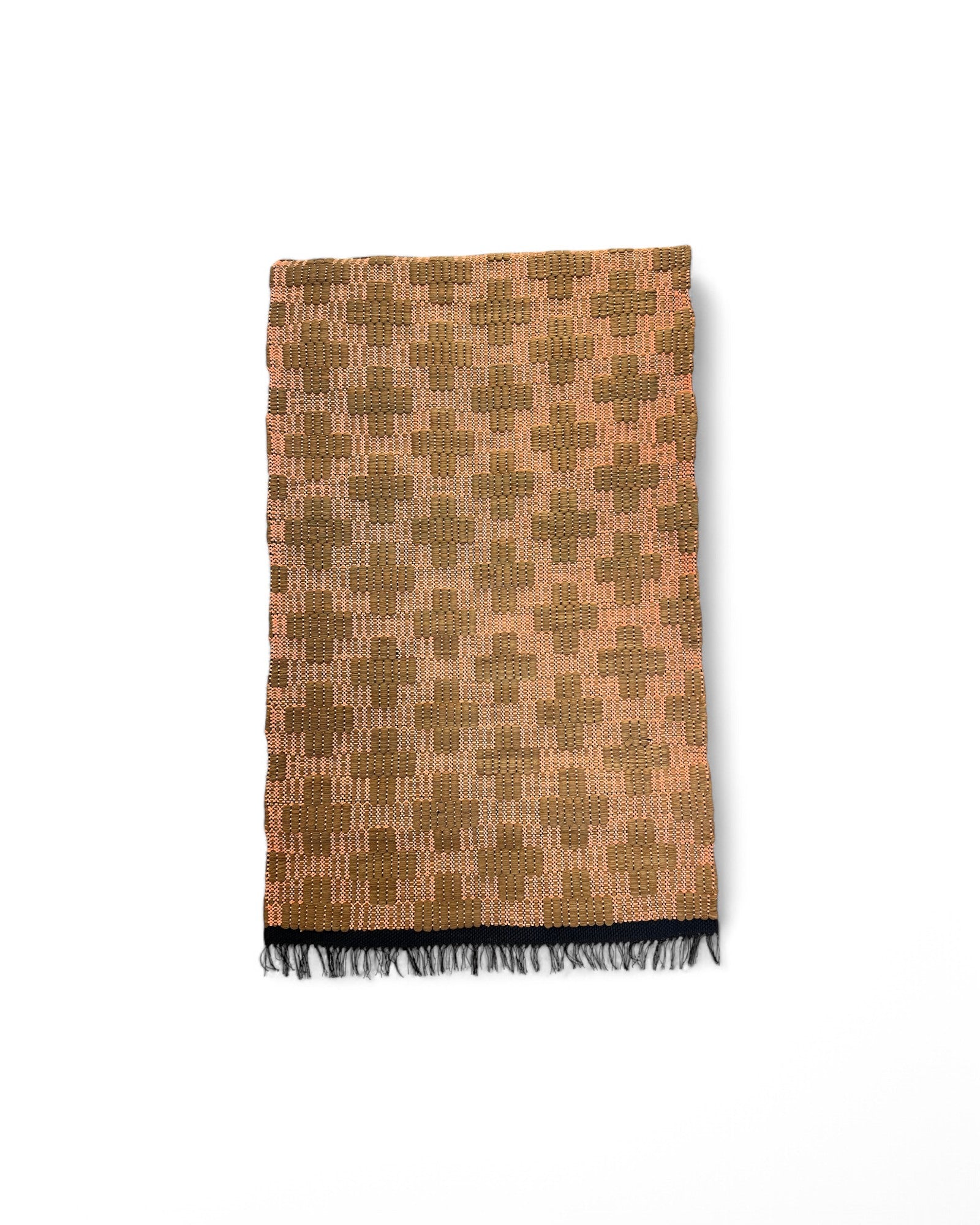 Cross Pattern Cotton Rug - Chocolate Brown & Coral