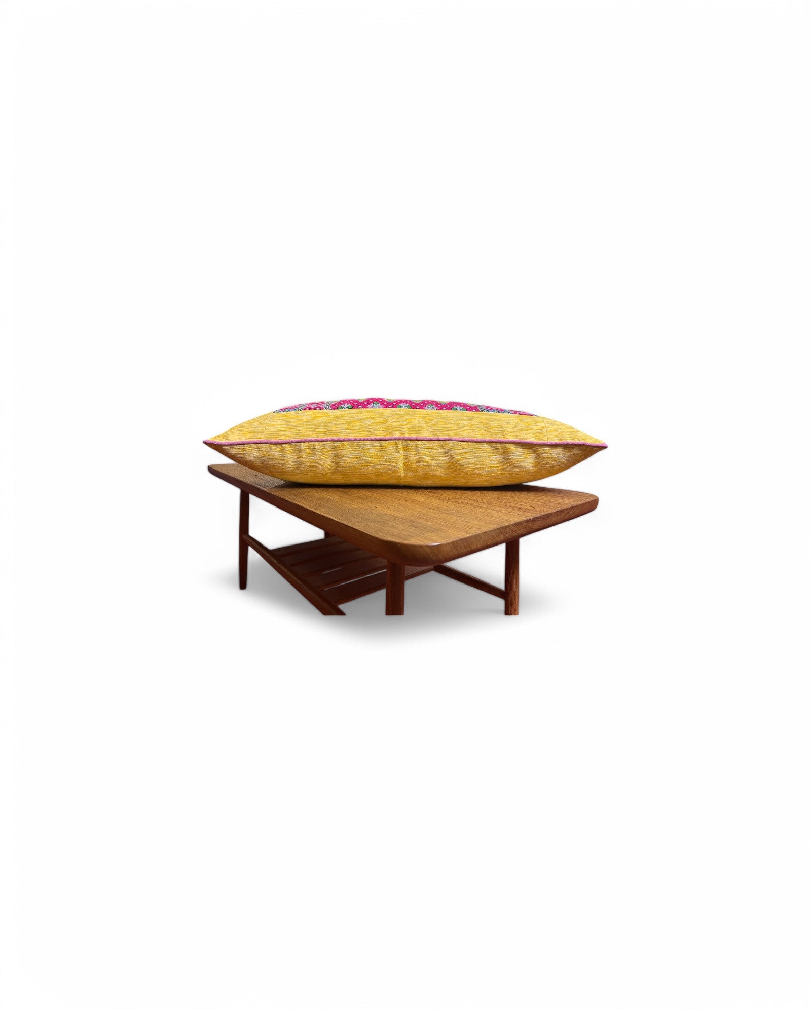 Lumbar Cushion with Karen Hill-Tribe Centrepiece - Yellow & Mangosteen