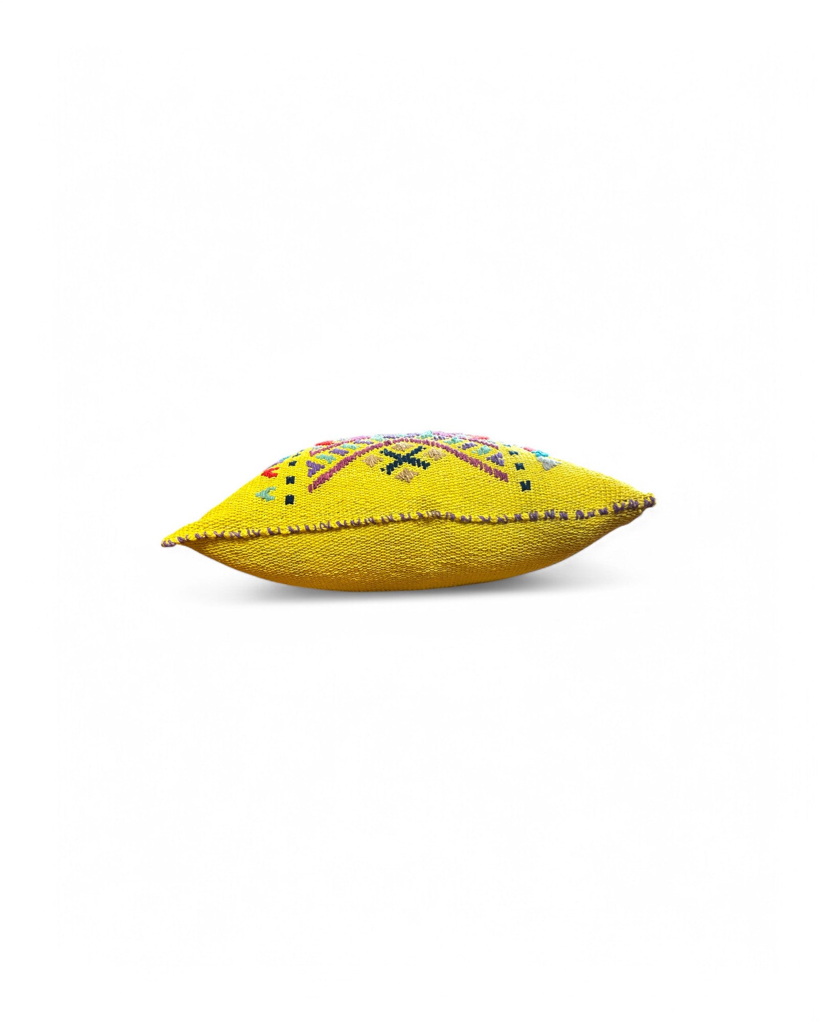 Handwoven Waist Loom Doi Tao Pillow - Yellow