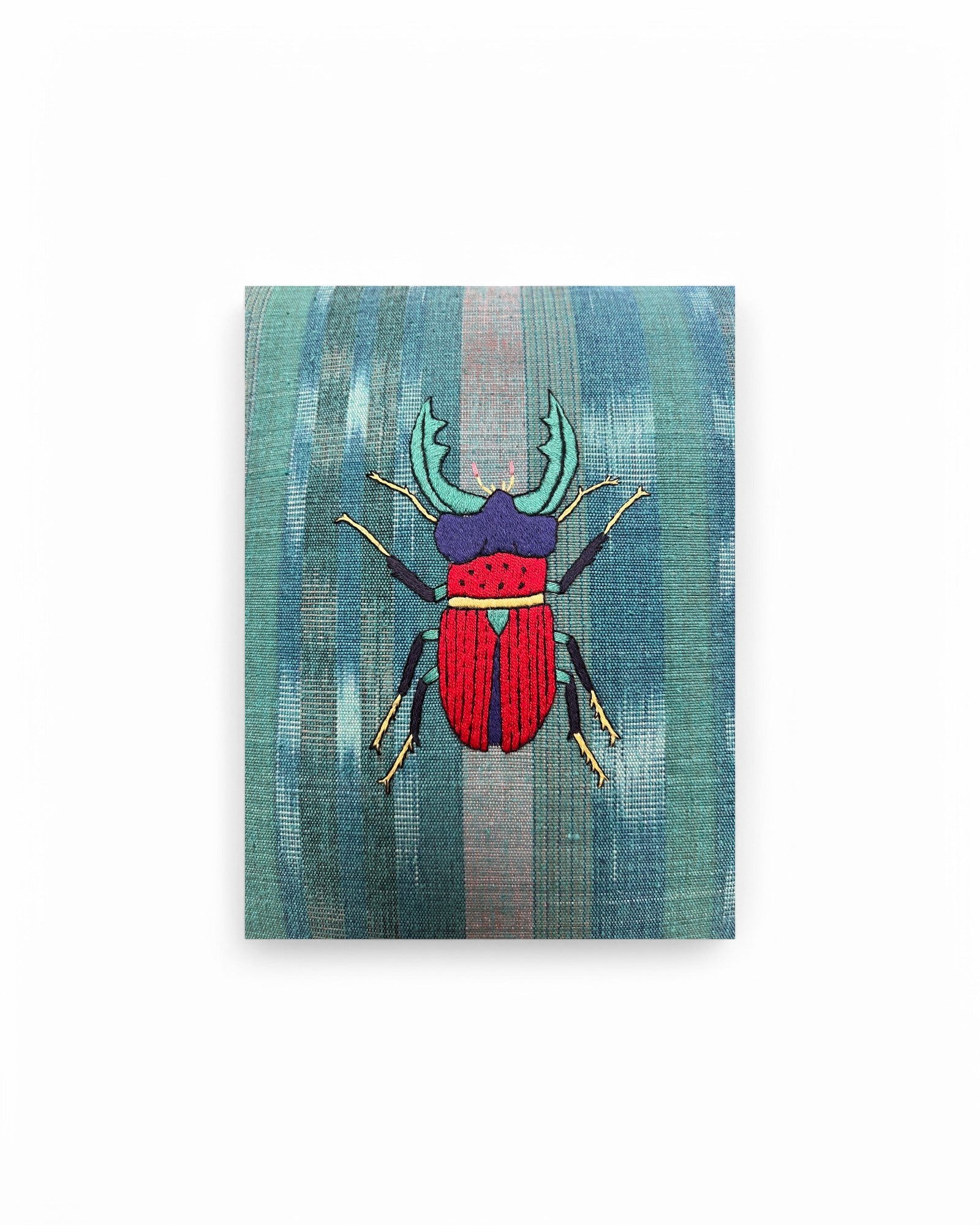 Hand Ebroidered Insect - Beatle (Green Turquoise)