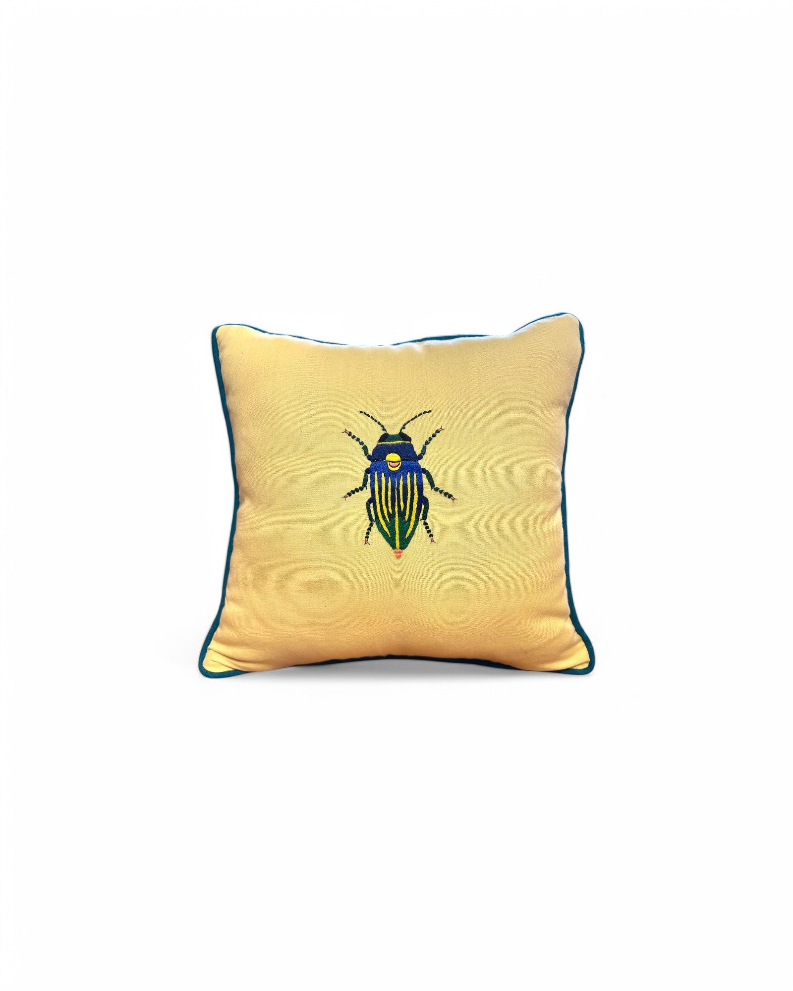 Hand Ebroidered Insect - Cicada (Yellow & Blue with Green Lining)