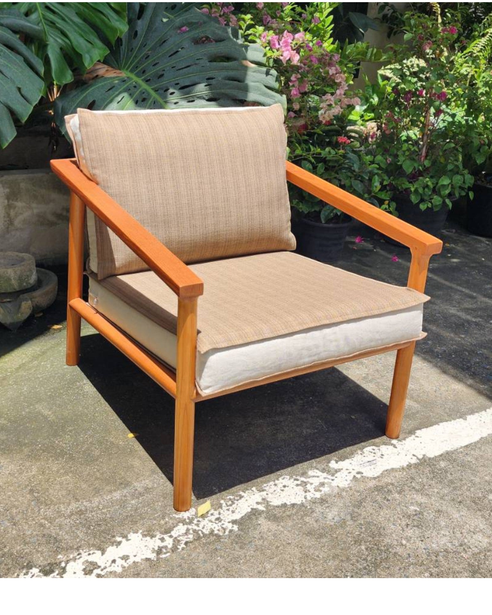 Wheat & Cream Thai Weave Teak Wood Armchair - Surround Living - 4