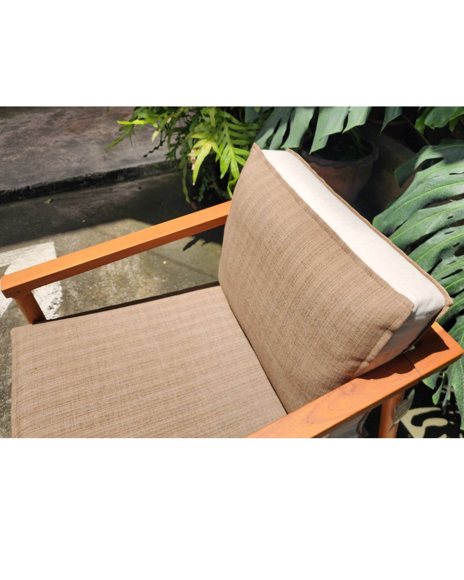 Wheat & Cream Thai Weave Teak Wood Armchair - Surround Living - 13