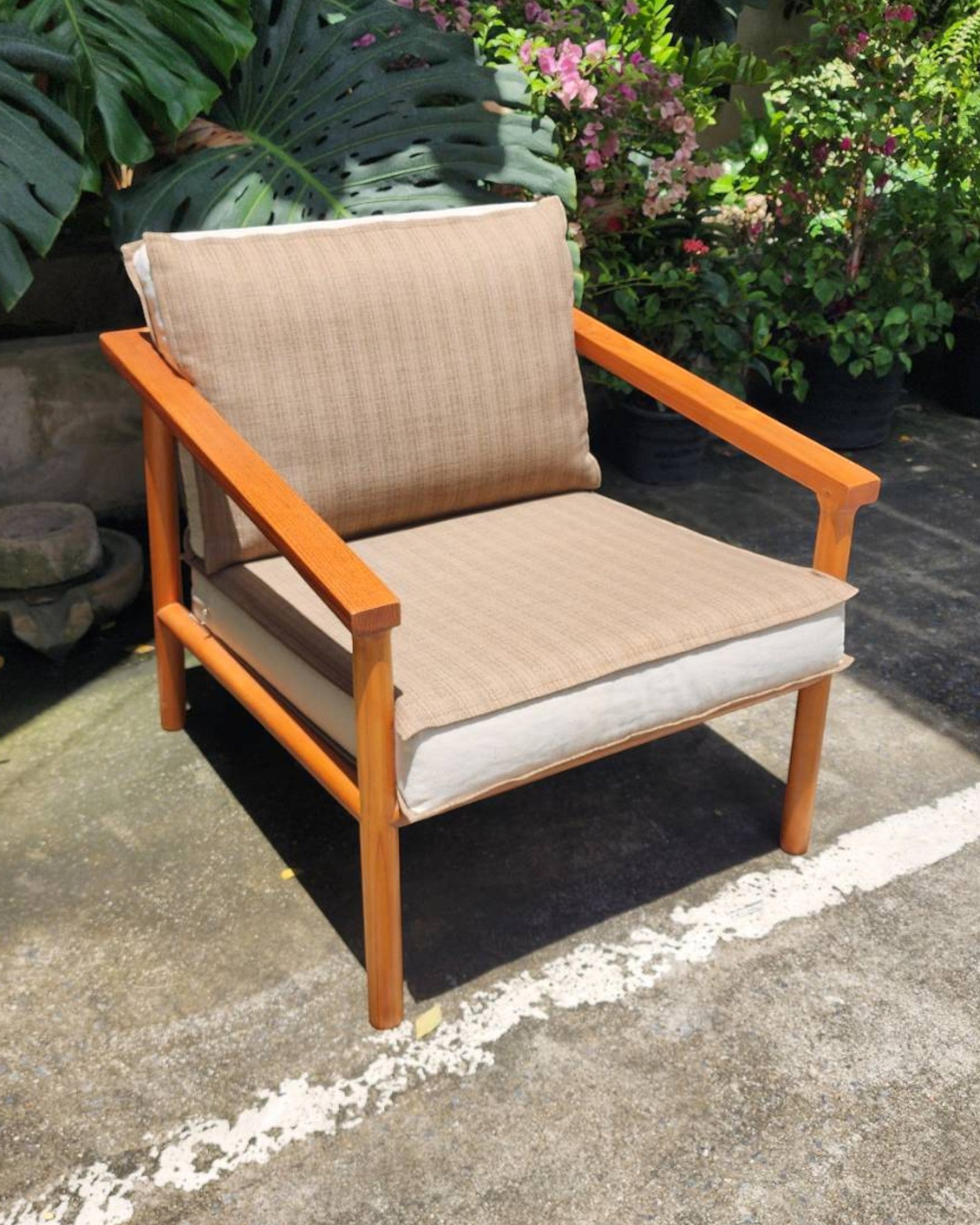 Wheat & Cream Thai Weave Teak Wood Armchair - Surround Living - 8