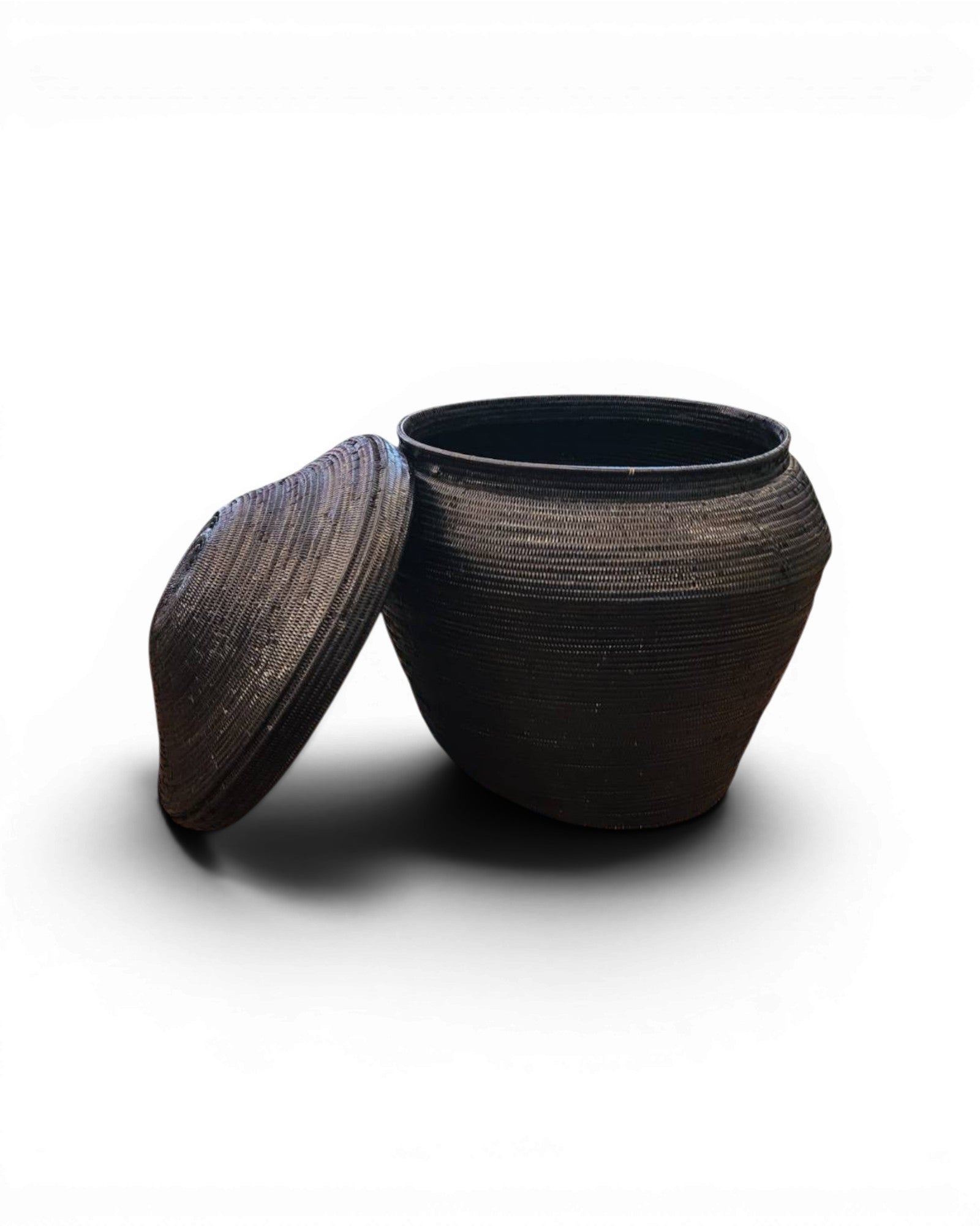 Yan Lipao Lidded Basket - Dark Brown/Black - Surround Living - 5