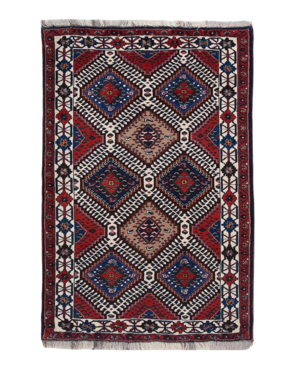 Tribal Yalameh-Style Diamond Lattice Rug | 161 x 107cm