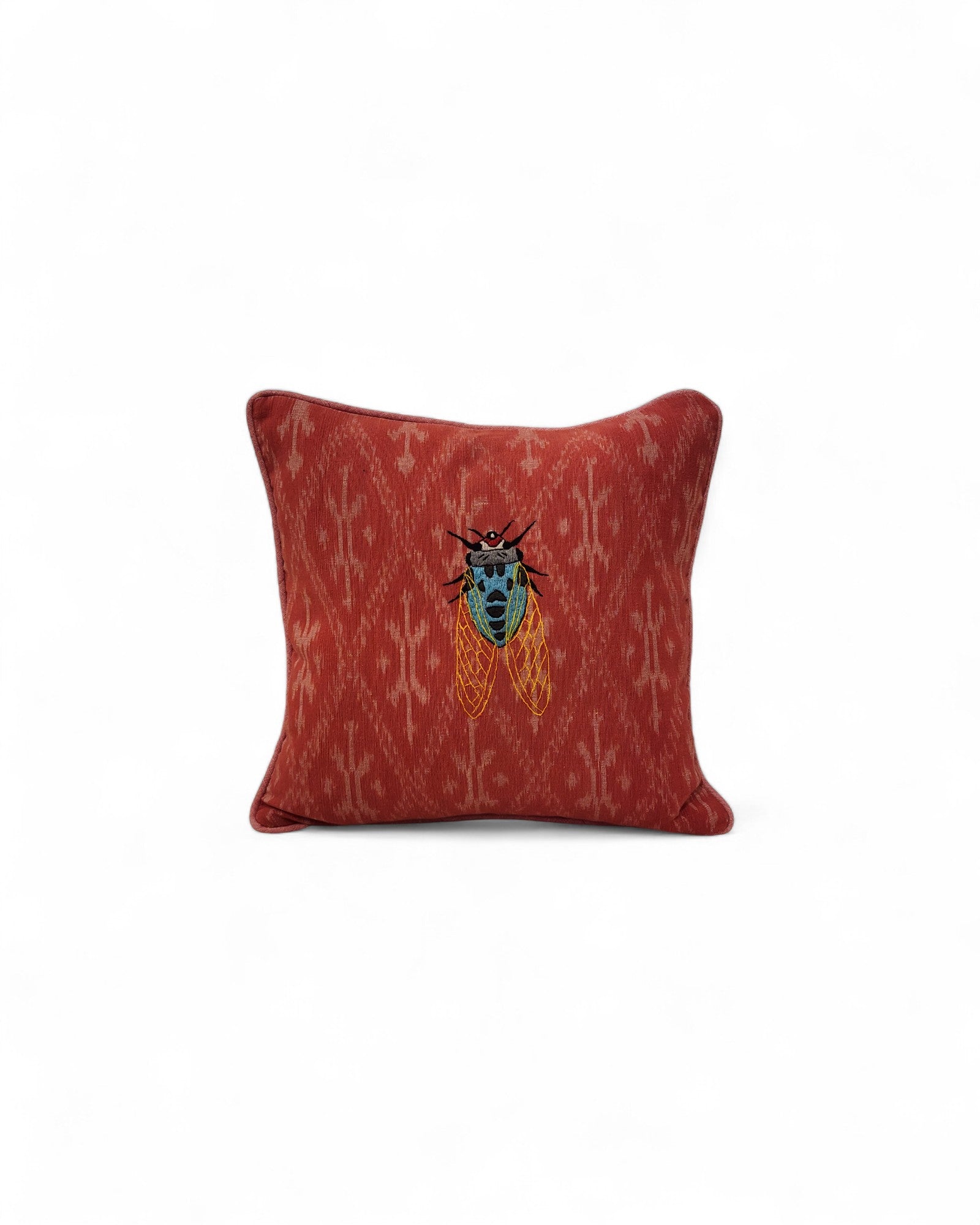 Hand Embroidered Cicada Cushion