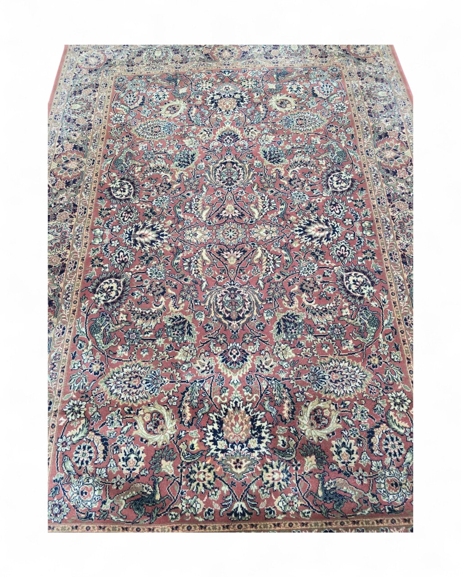 Belgian Floral Medallion Rug in Red & Ivory | 170 x 240cm