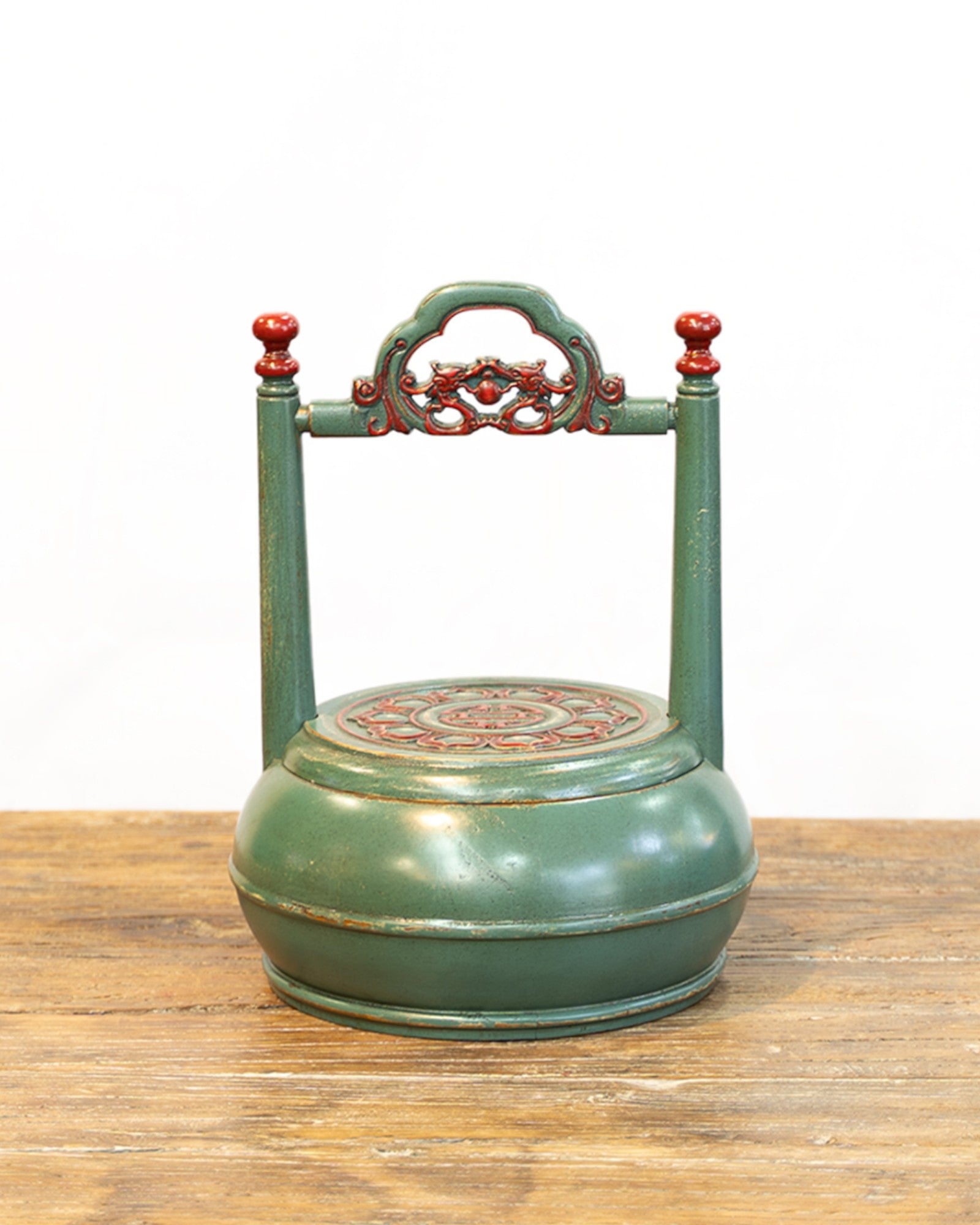 Handcrafted Poplar Wood Food Basket with Carved Lid