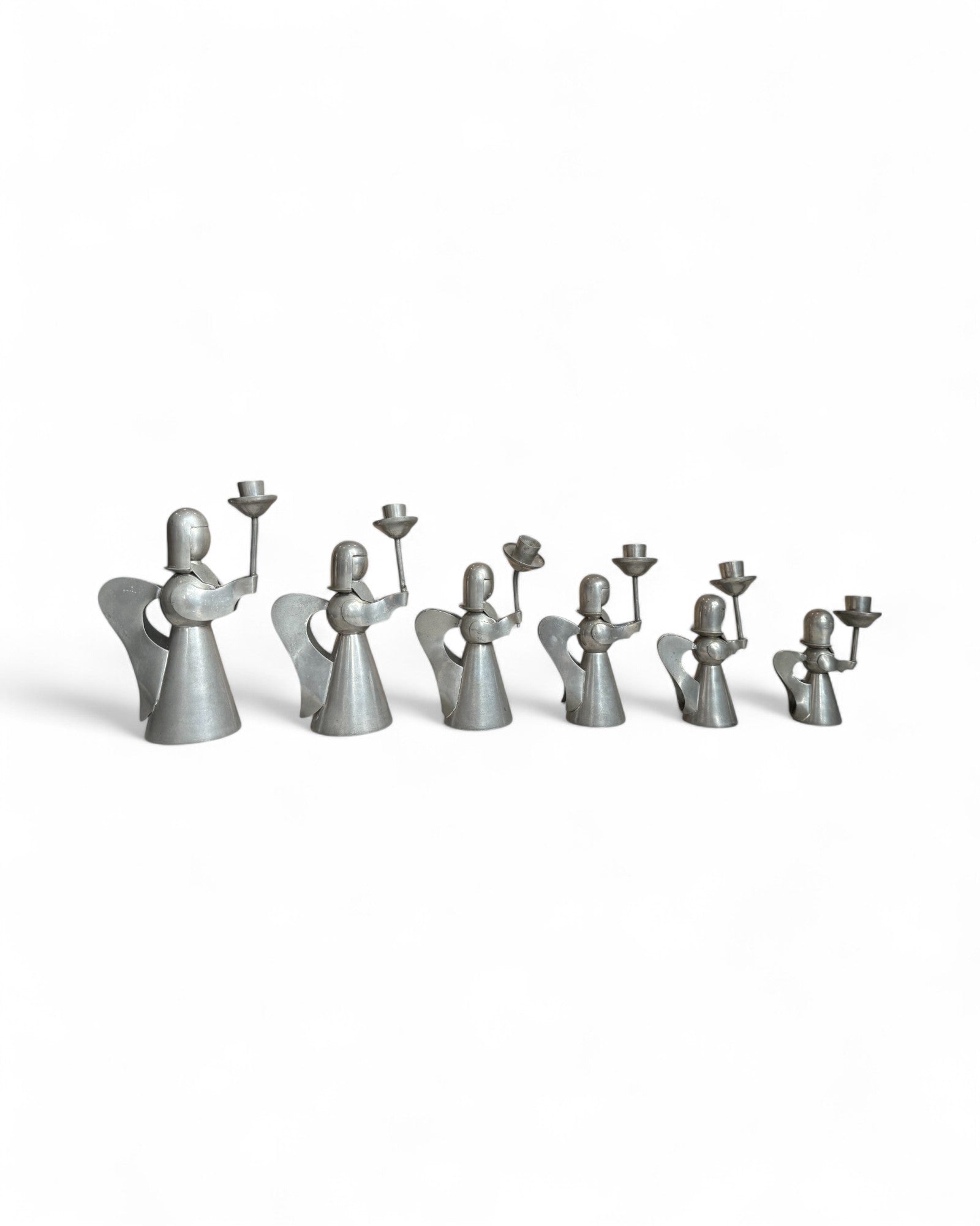 1960s Nordic Pewter Angel Candles - Set of 6