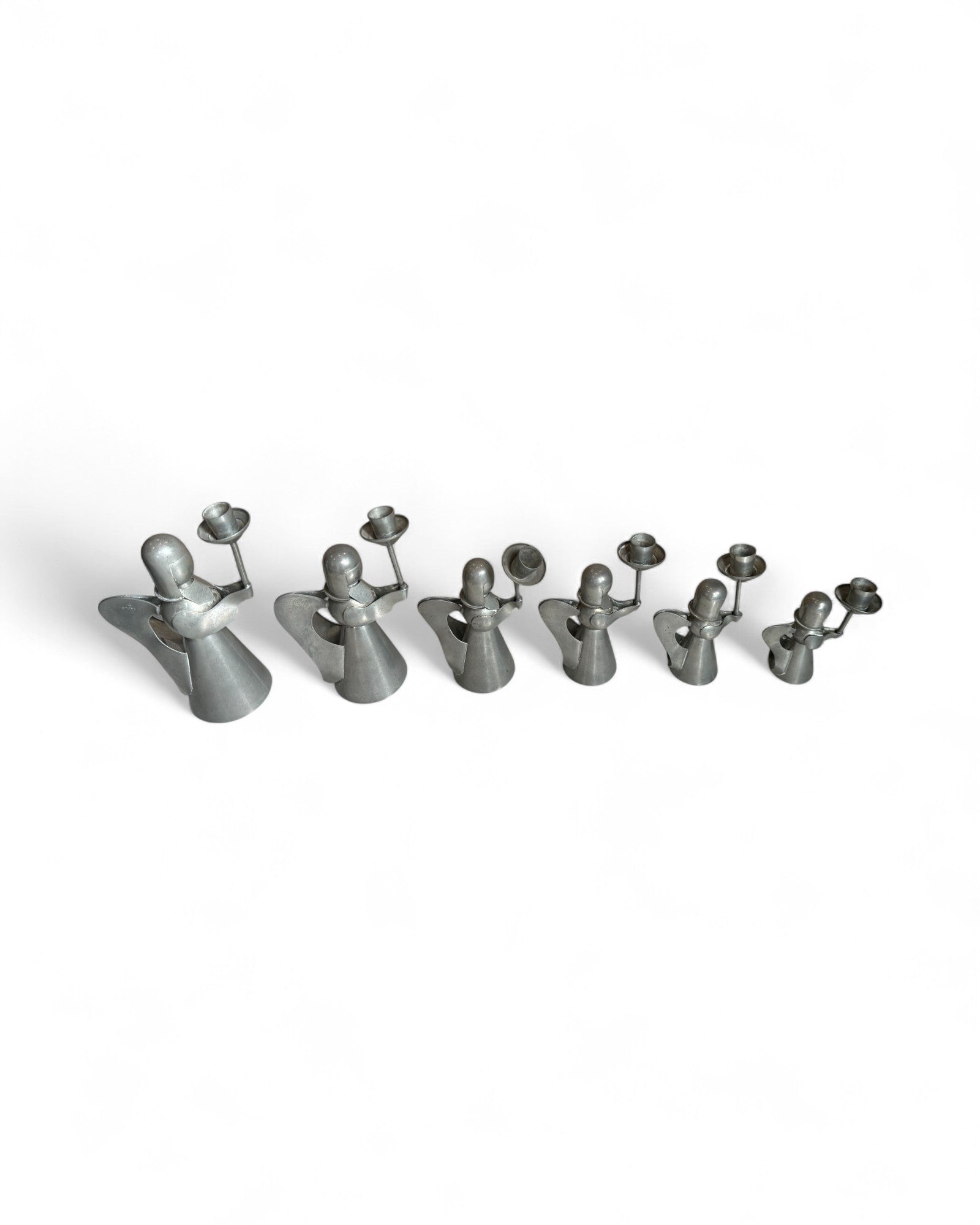 1960s Nordic Pewter Angel Candles - Set of 6