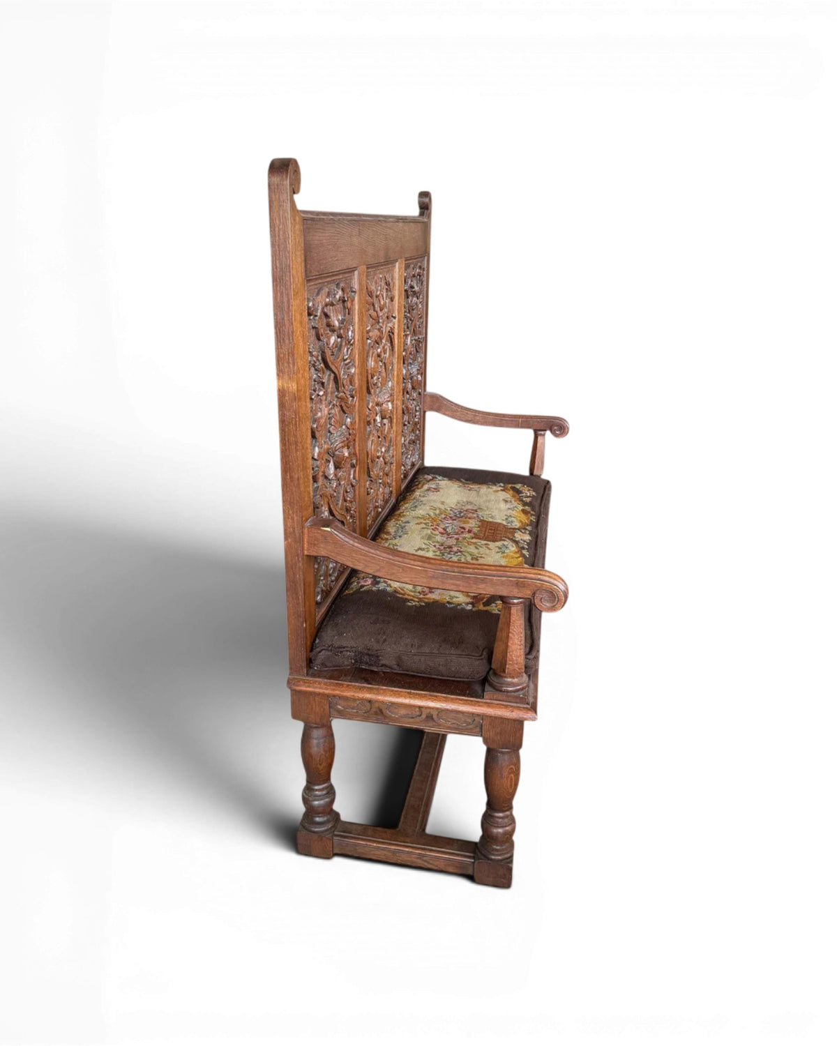 Antique Oak Carved Hall-bench - Surround Living - 3