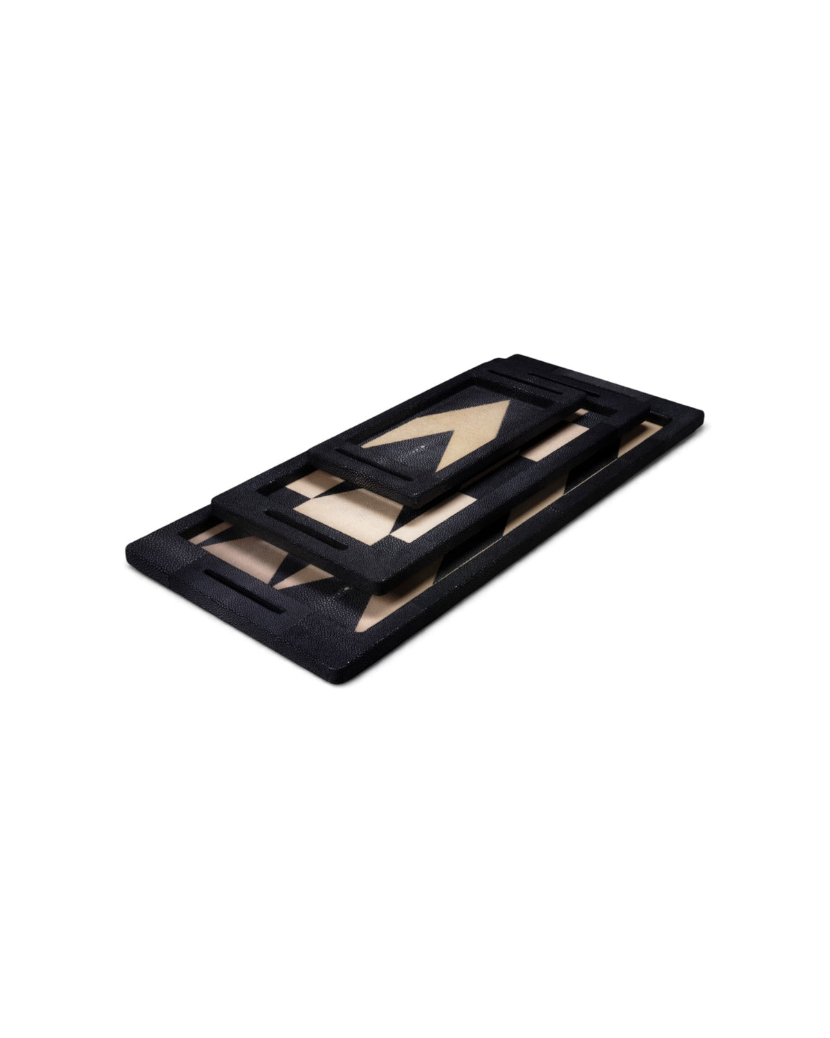 Manu Tray – Set – Black (Shagreen-Stingray Leather) - Surround Living - 2