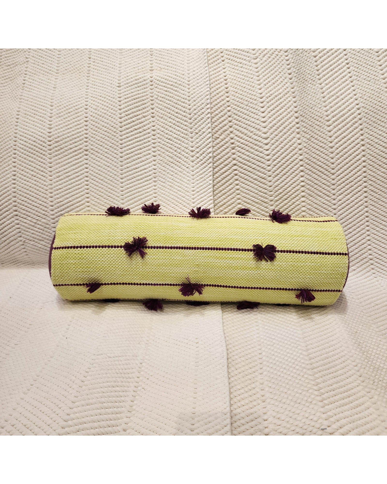 Cylindral Bolster Pillow - Yellow & Purple