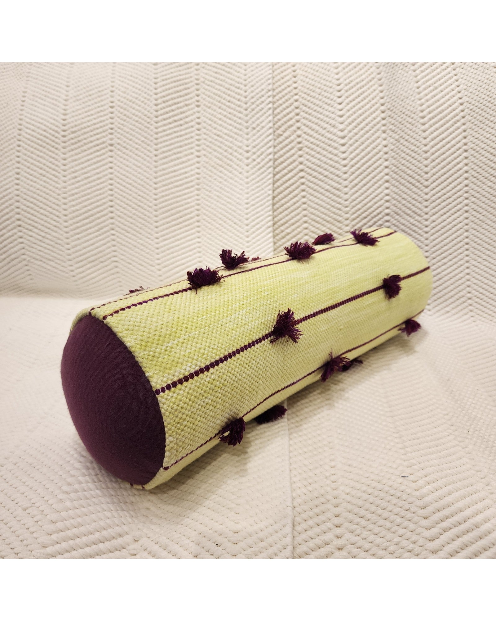 Cylindral Bolster Pillow - Yellow & Purple