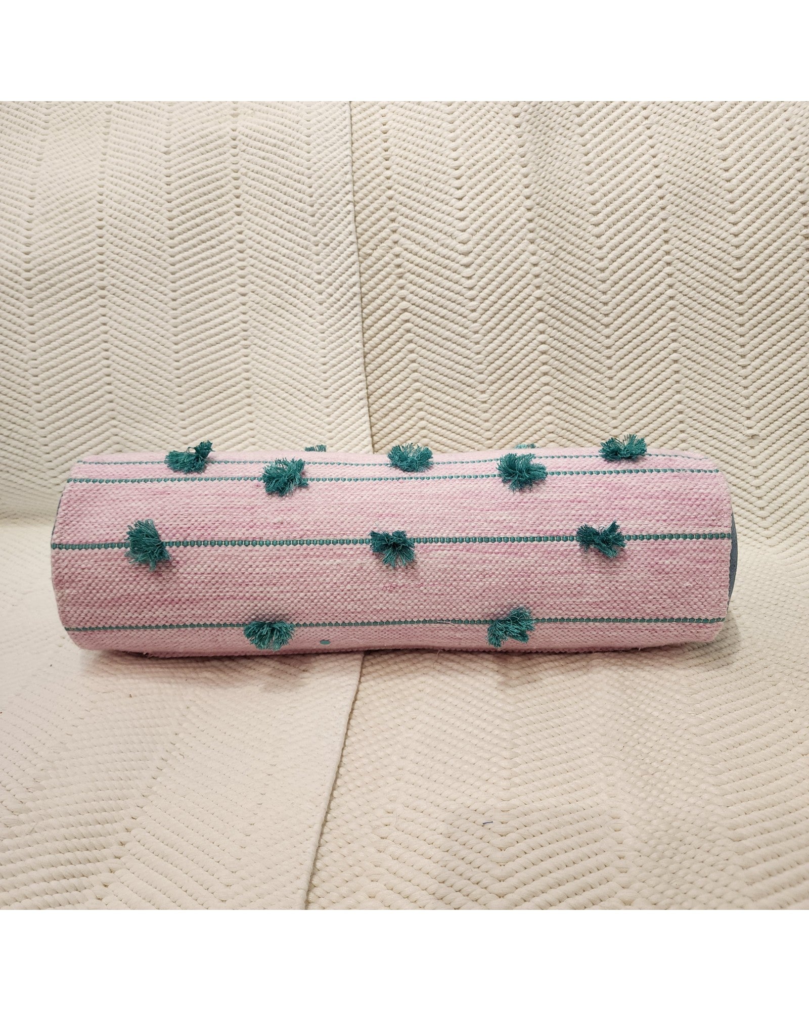 Cylindral Bolster Pillow - Pink & Green