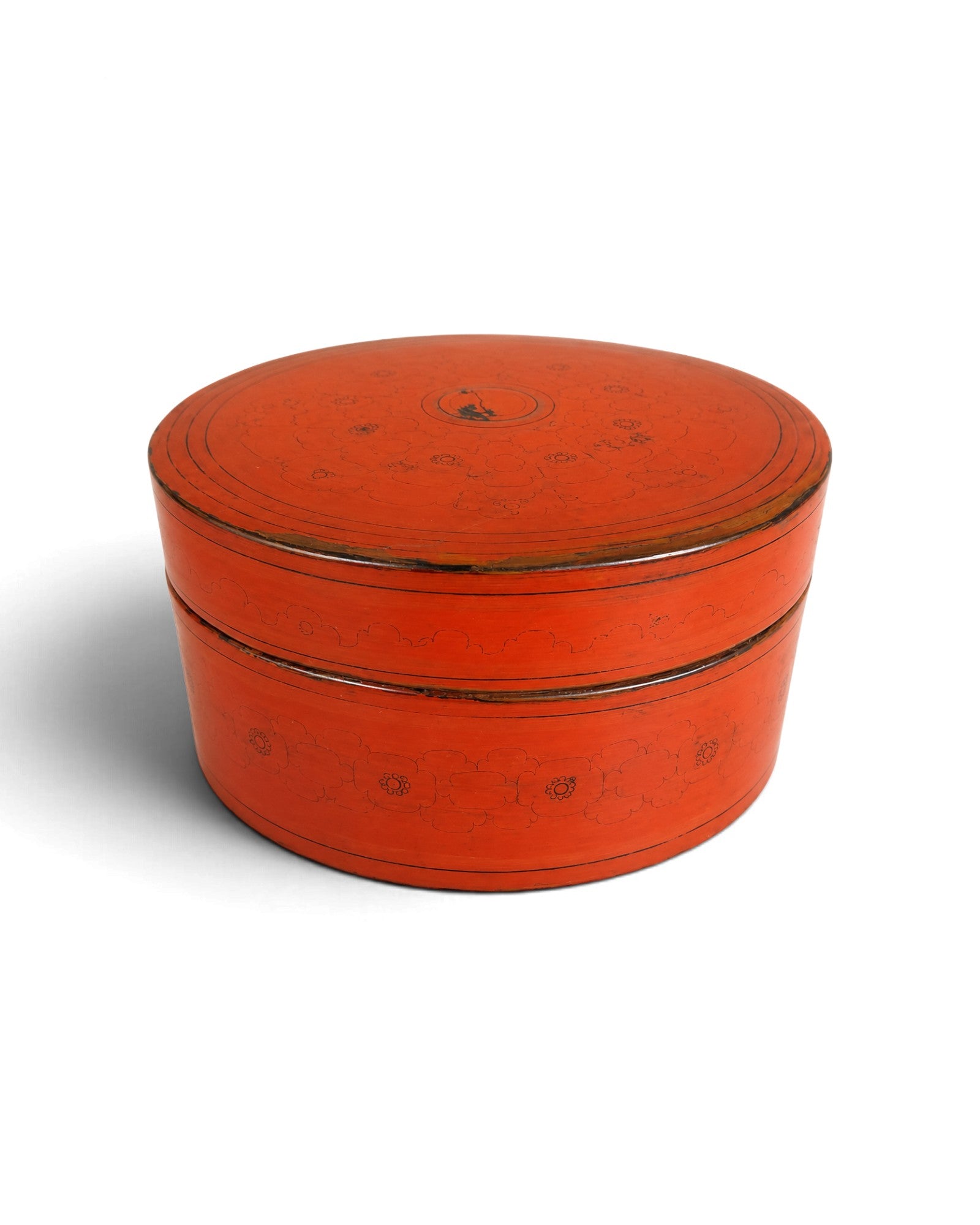Burmese Antique Lacquer Cylindrical Boxes Set o f 3