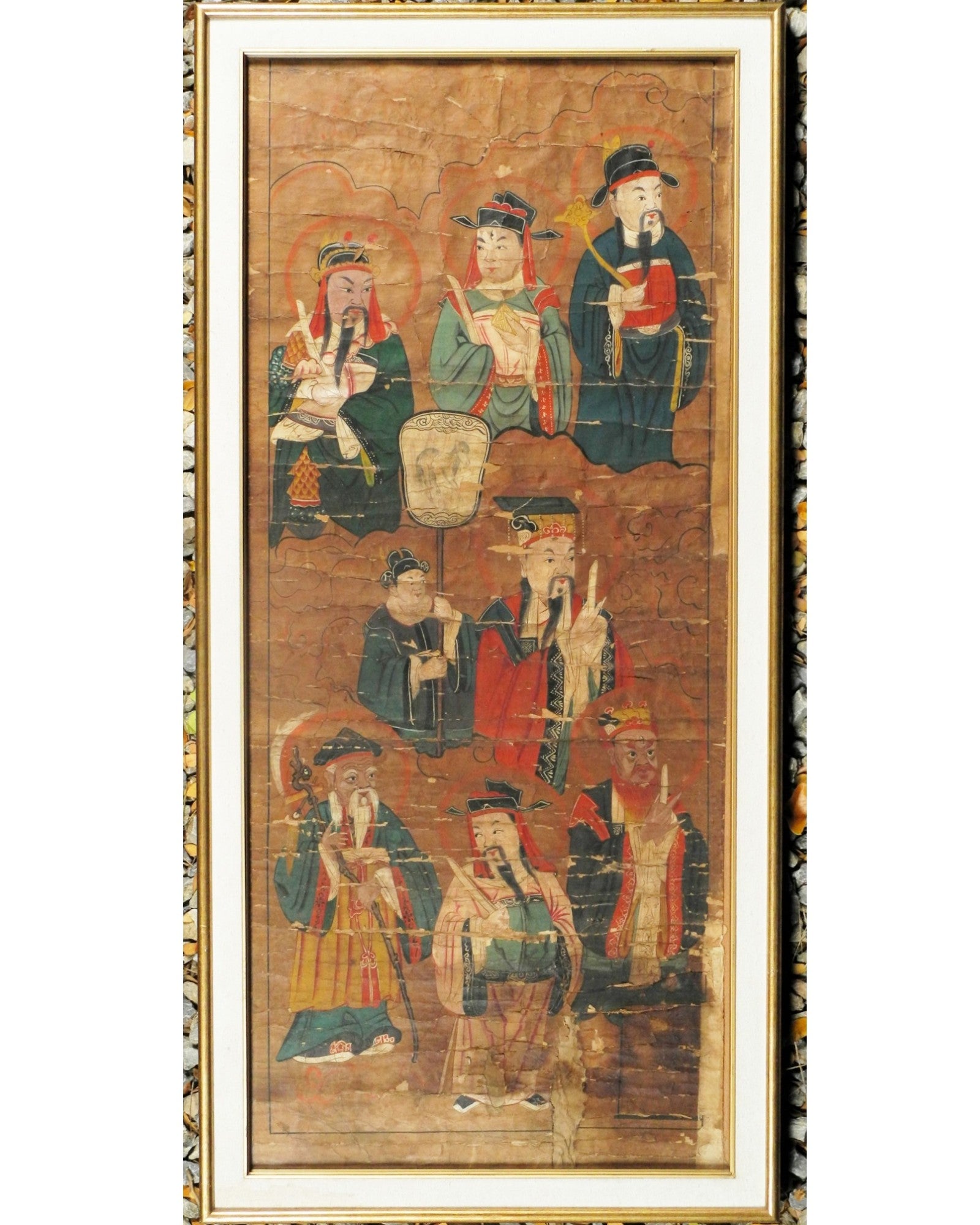 Framed Taoist Scroll Painting on Mulberry or Bamboo Paper (63 x 133cm) - Surround Living - 2