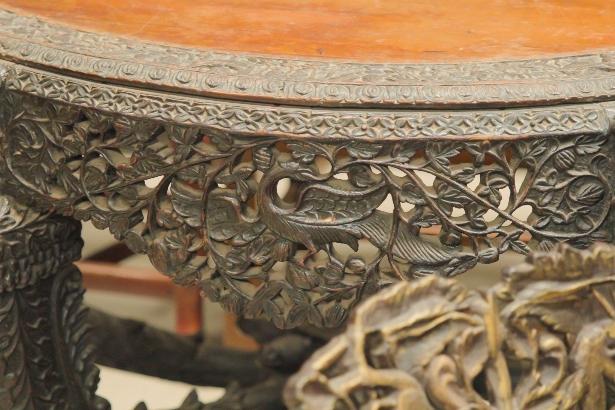 Anglo - Indian Carved Rosewood Console Table - Surround Living - 8