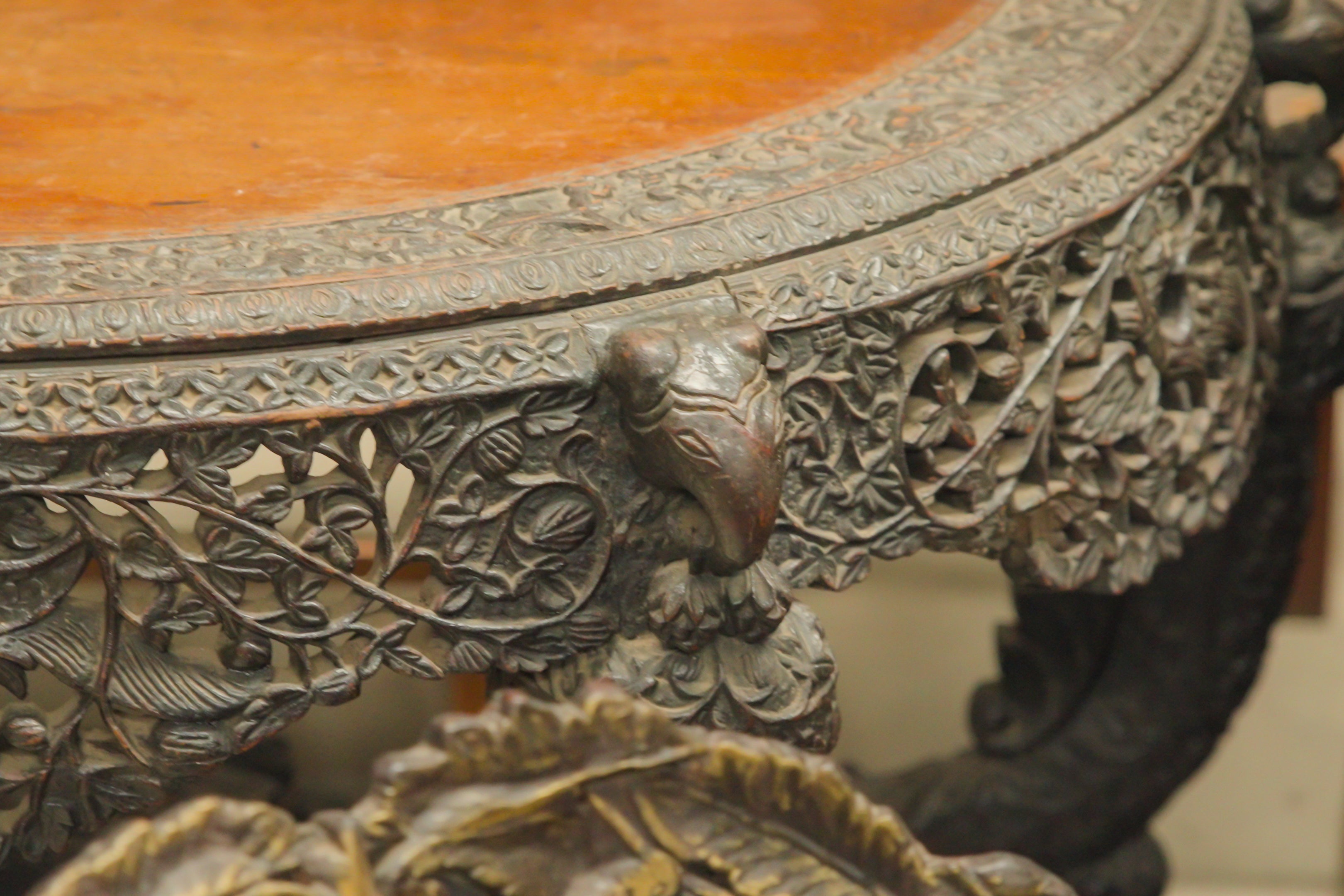 Anglo-Indian Carved Rosewood Console Table