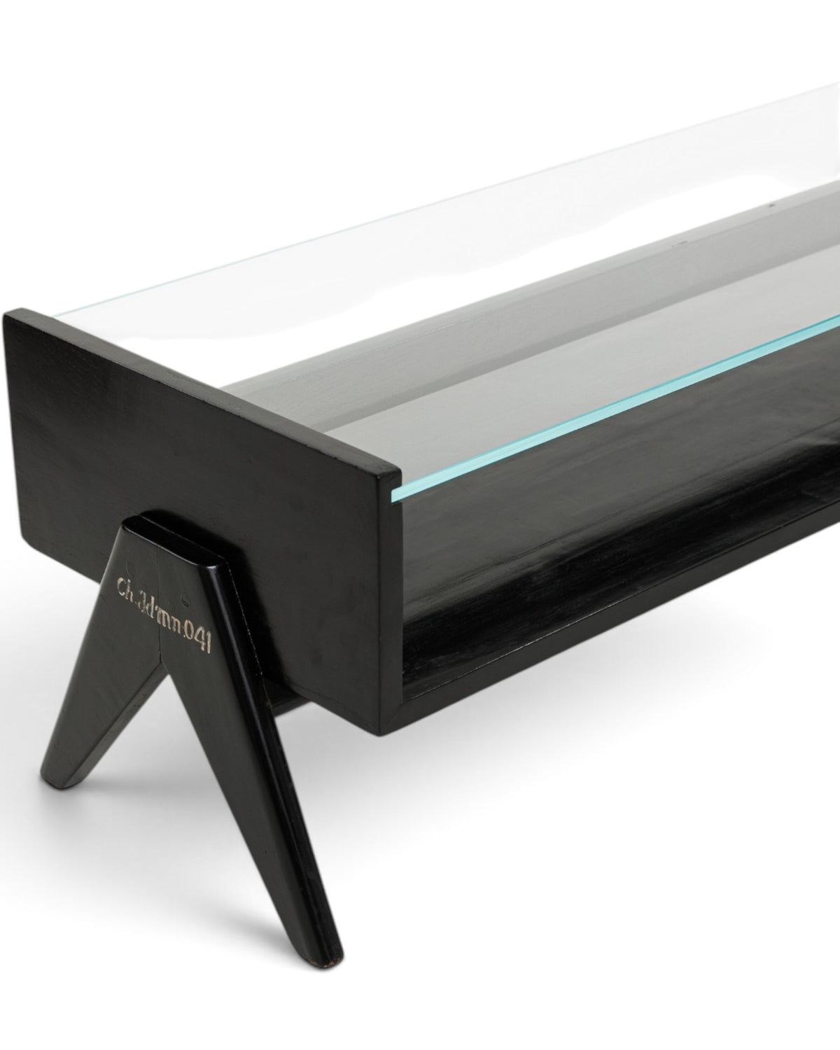 Pierre Jeanneret Black Solid Teak Coffee Table C. 1960