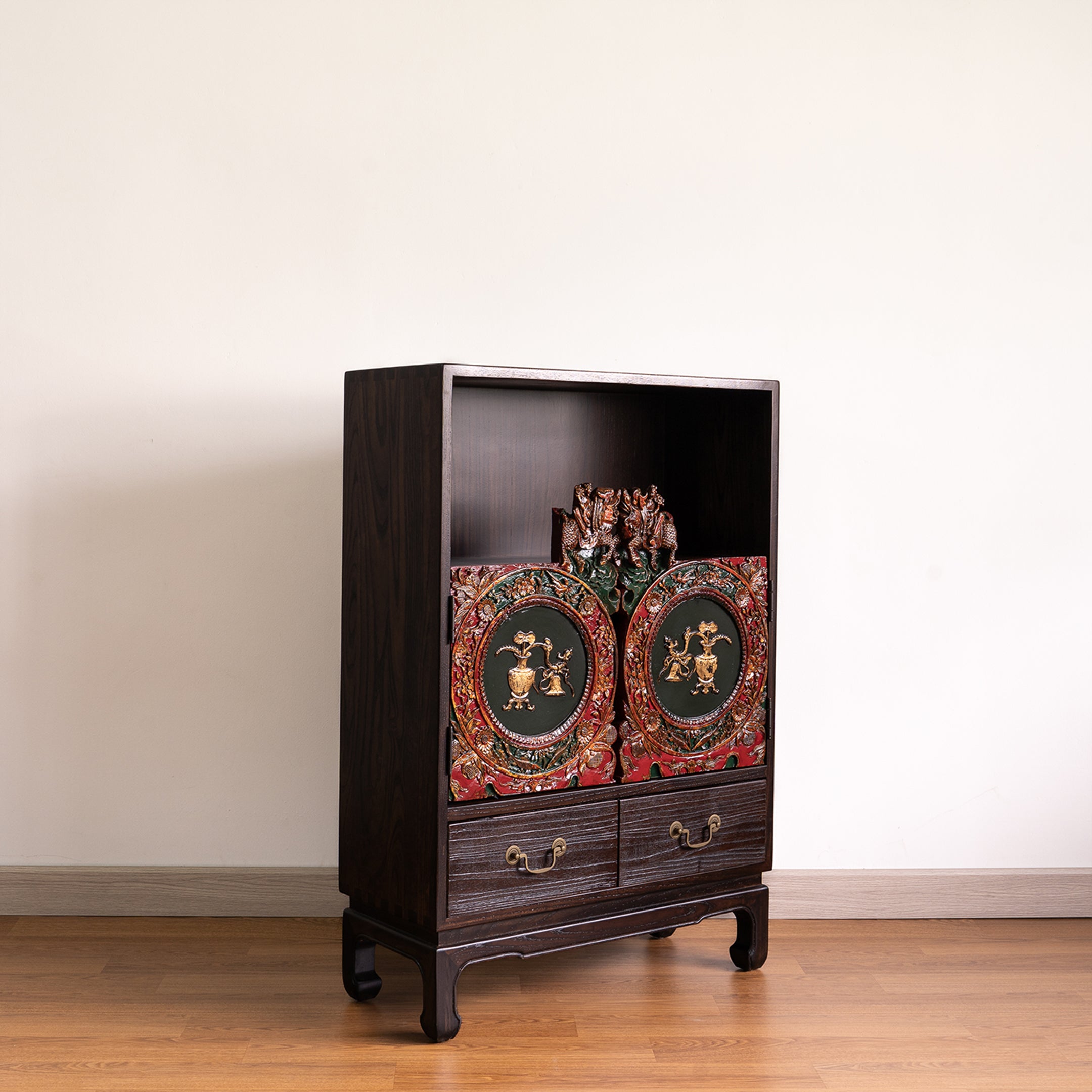 Two-Door Chinese Heritage Fish/Vase Cabinet