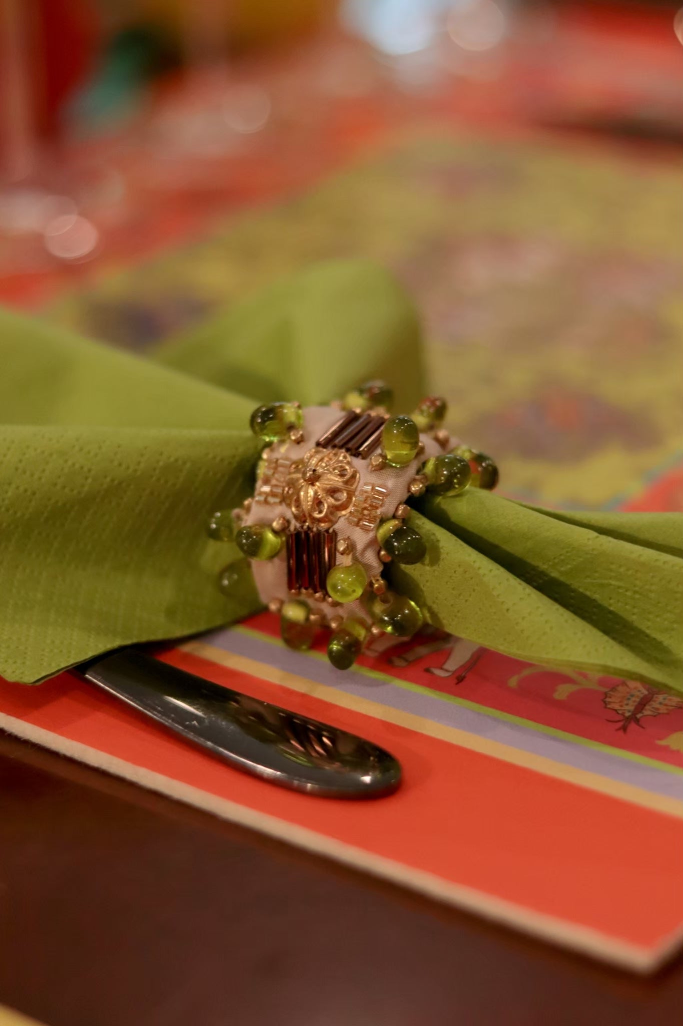 Thai Silk Beaded Napkin Rings - Set of 6