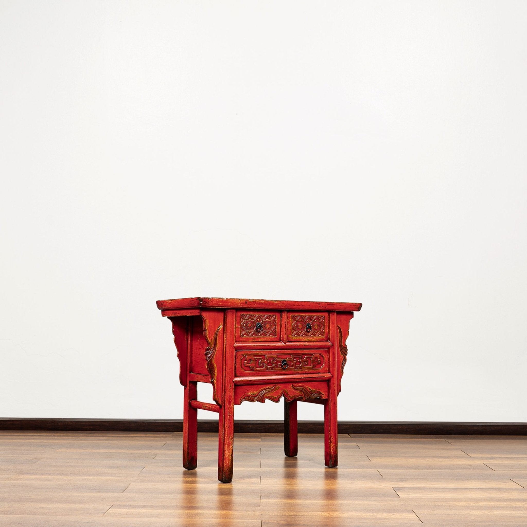 Chinese Antique Three Drawers Carved Console Table - Surround Living - 3