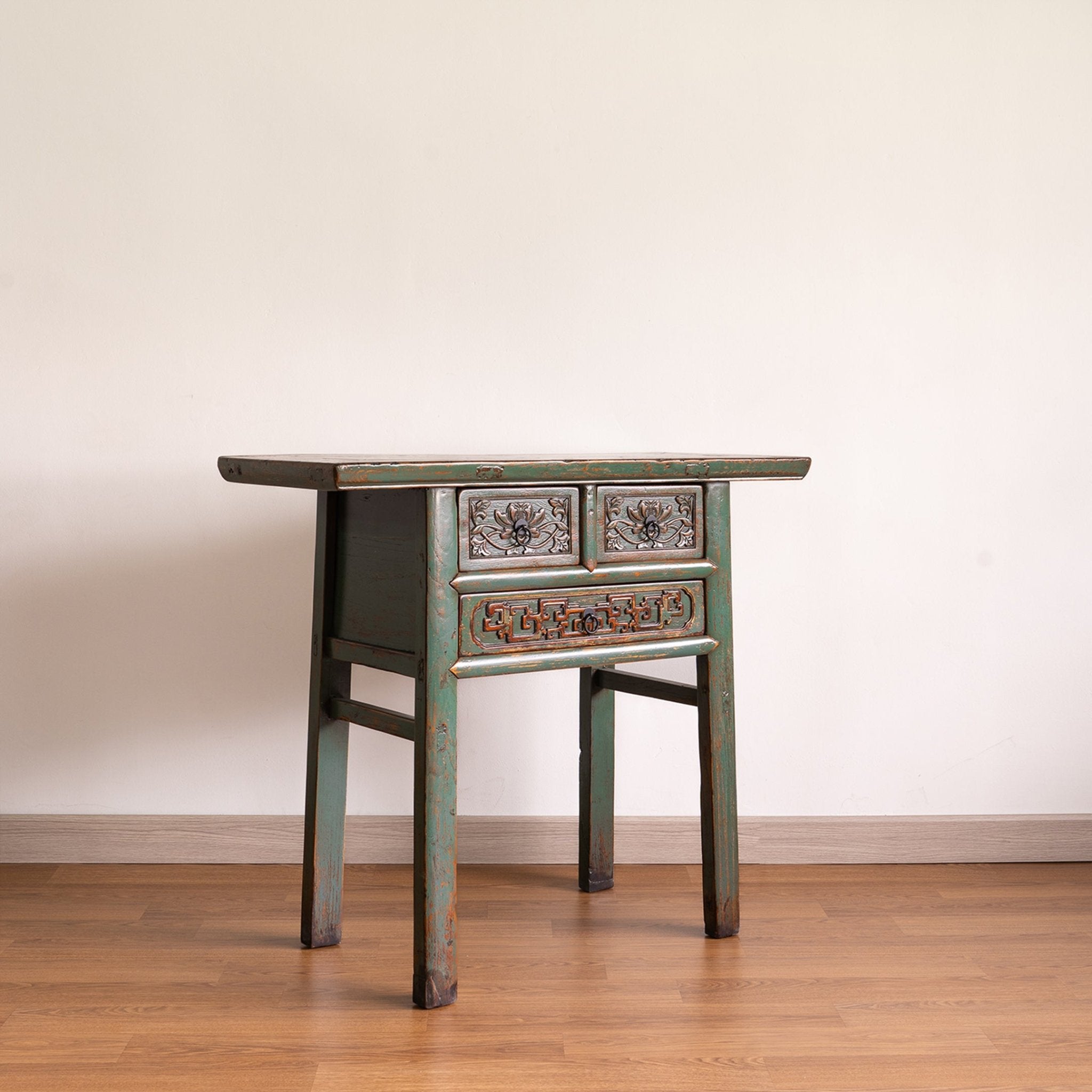 Chinese Antique Three Drawers Carved Console Table - Surround Living - 3
