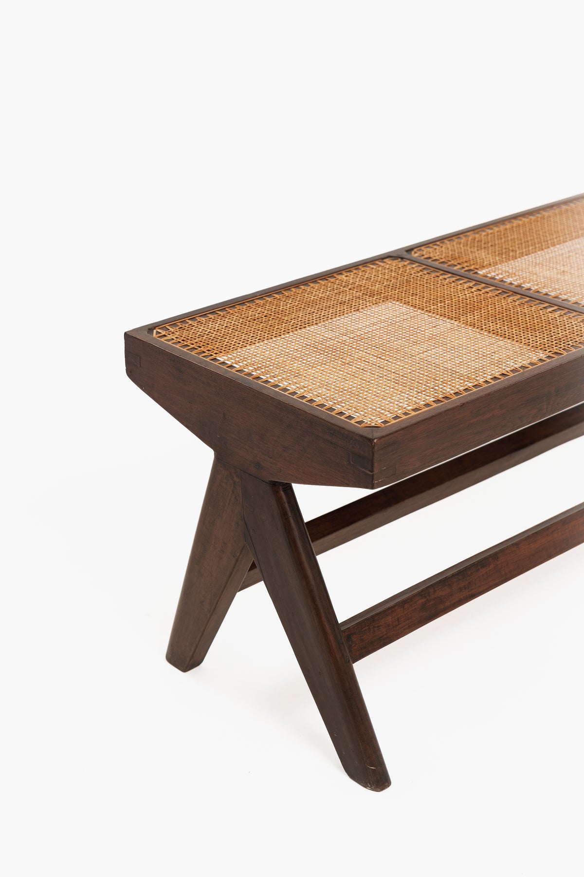 Pierre Jeanneret V-Leg Cane Bench