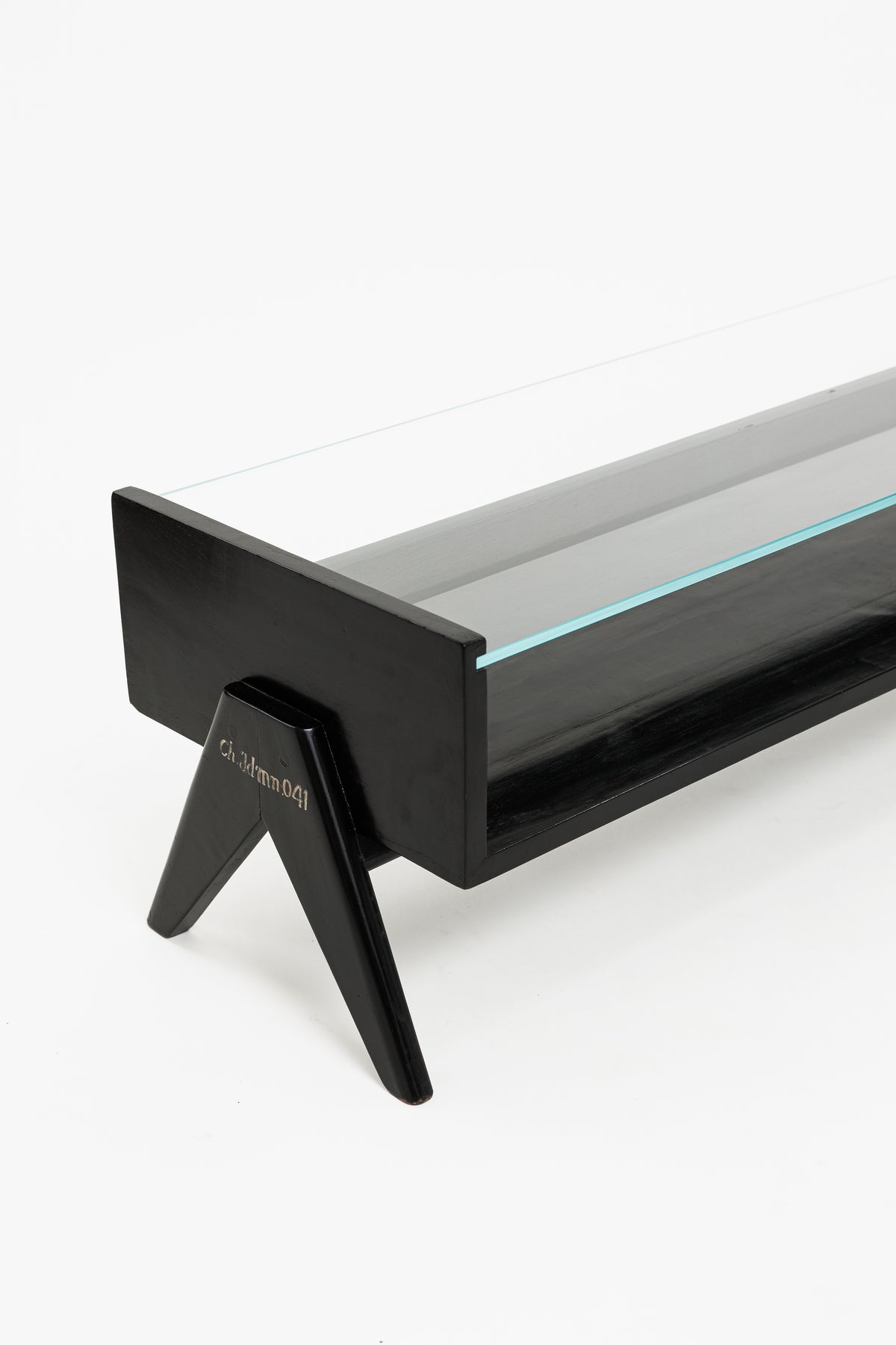 Pierre Jeanneret Black Solid Teak Coffee Table C. 1960