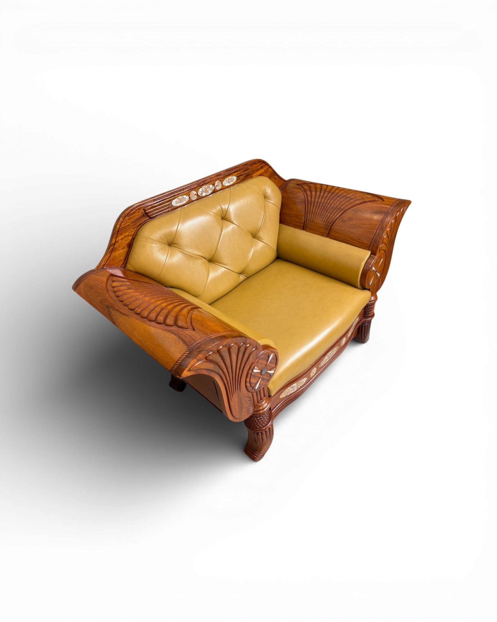 Art Deco Rosewood & Leather Armchair Set - Reproduction
