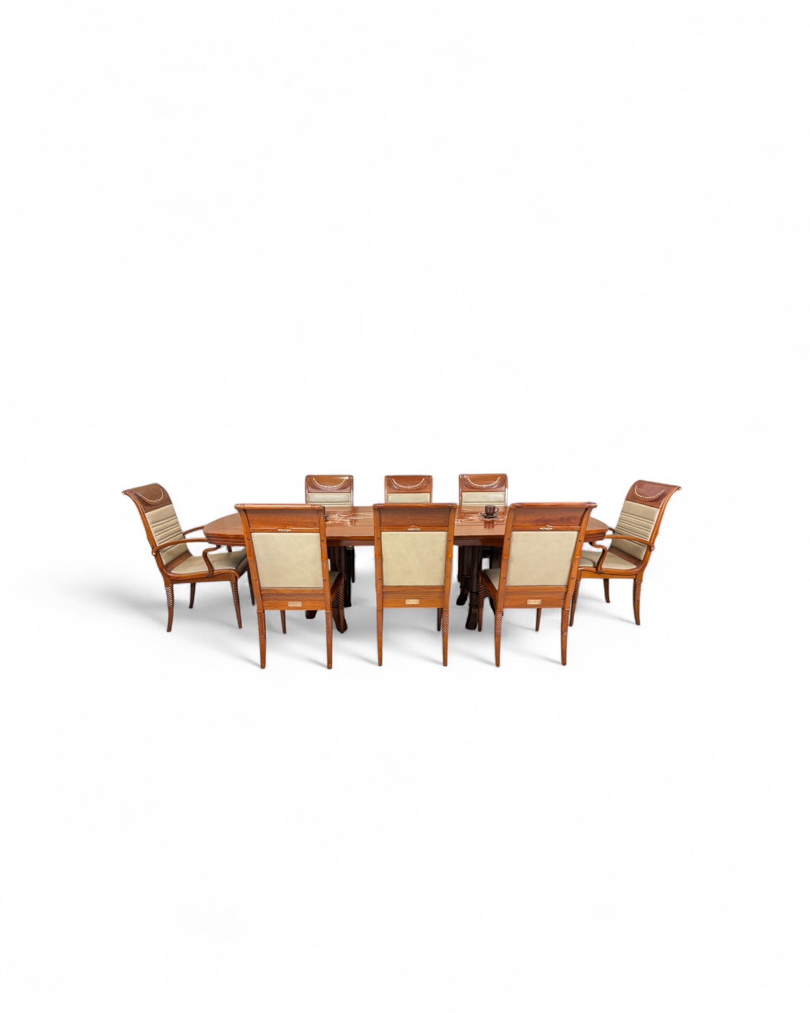 Rosewood Dining Table Set with Wild Pearl Inlay - Reproduction