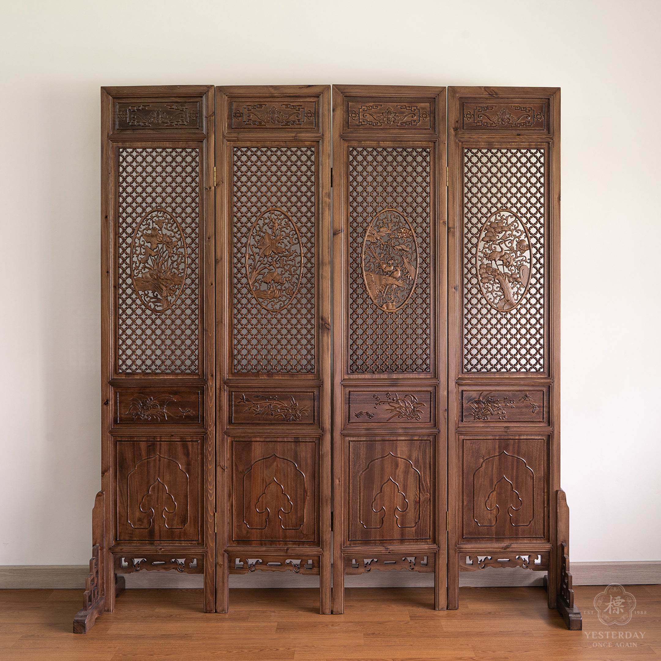 Oriental Wood Carved Panel Decoration