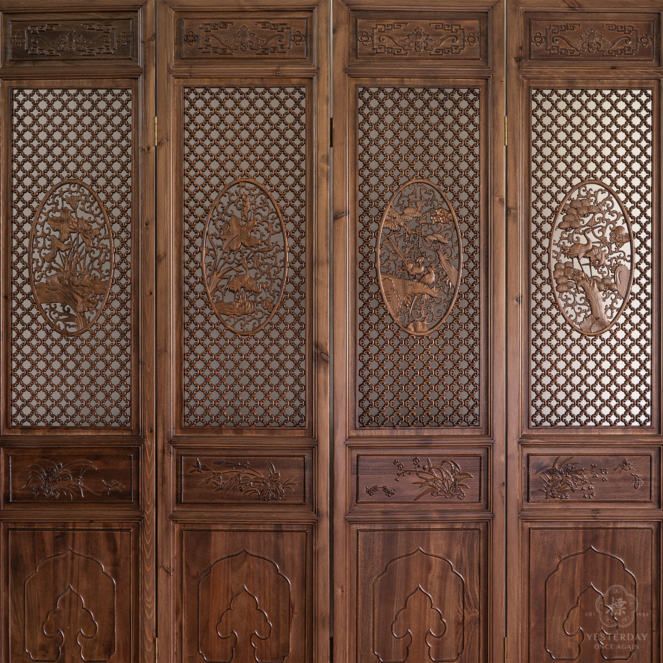 Oriental Wood Carved Panel Decoration