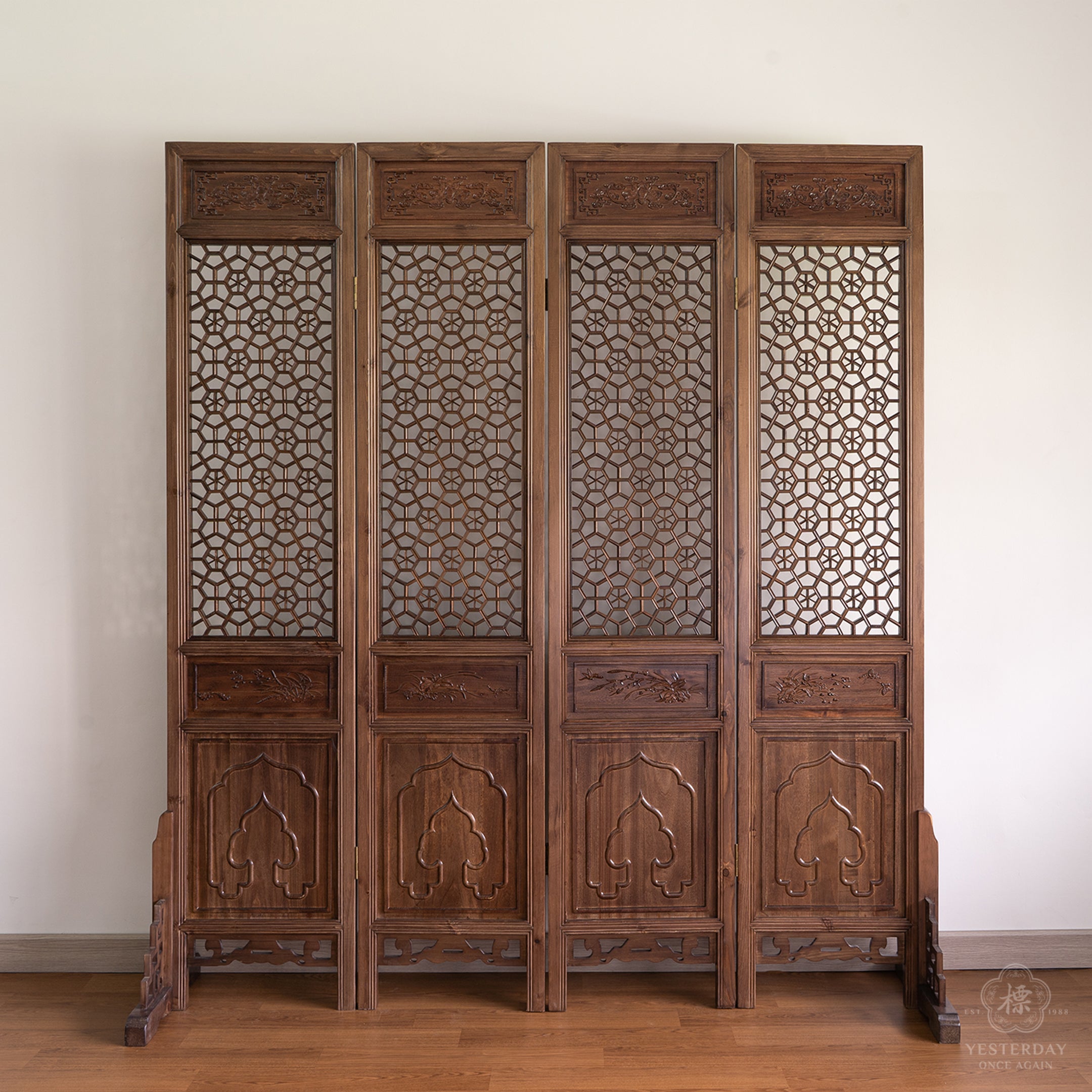 Oriental Wood Carved Panel Decoration