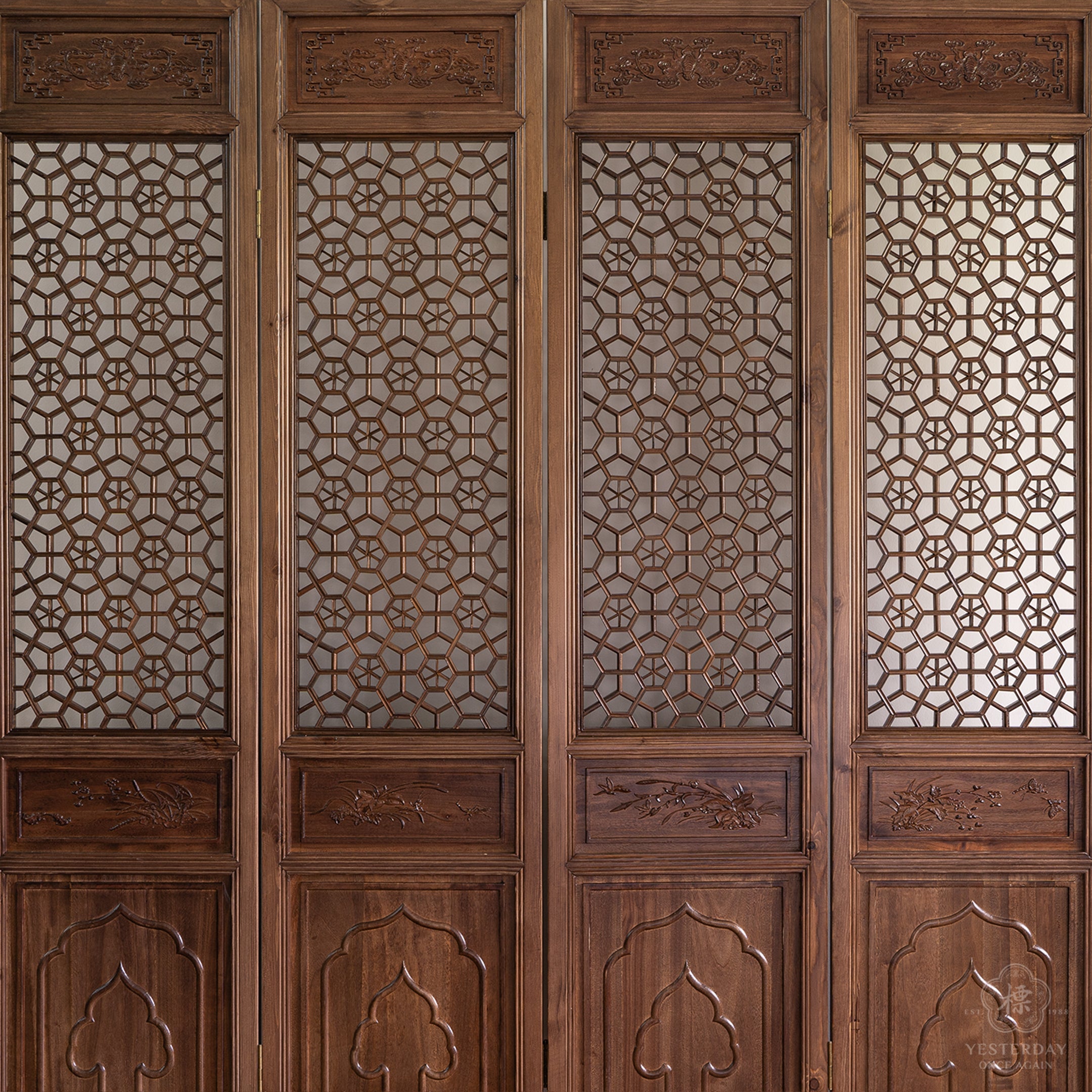 Oriental Wood Carved Panel Decoration
