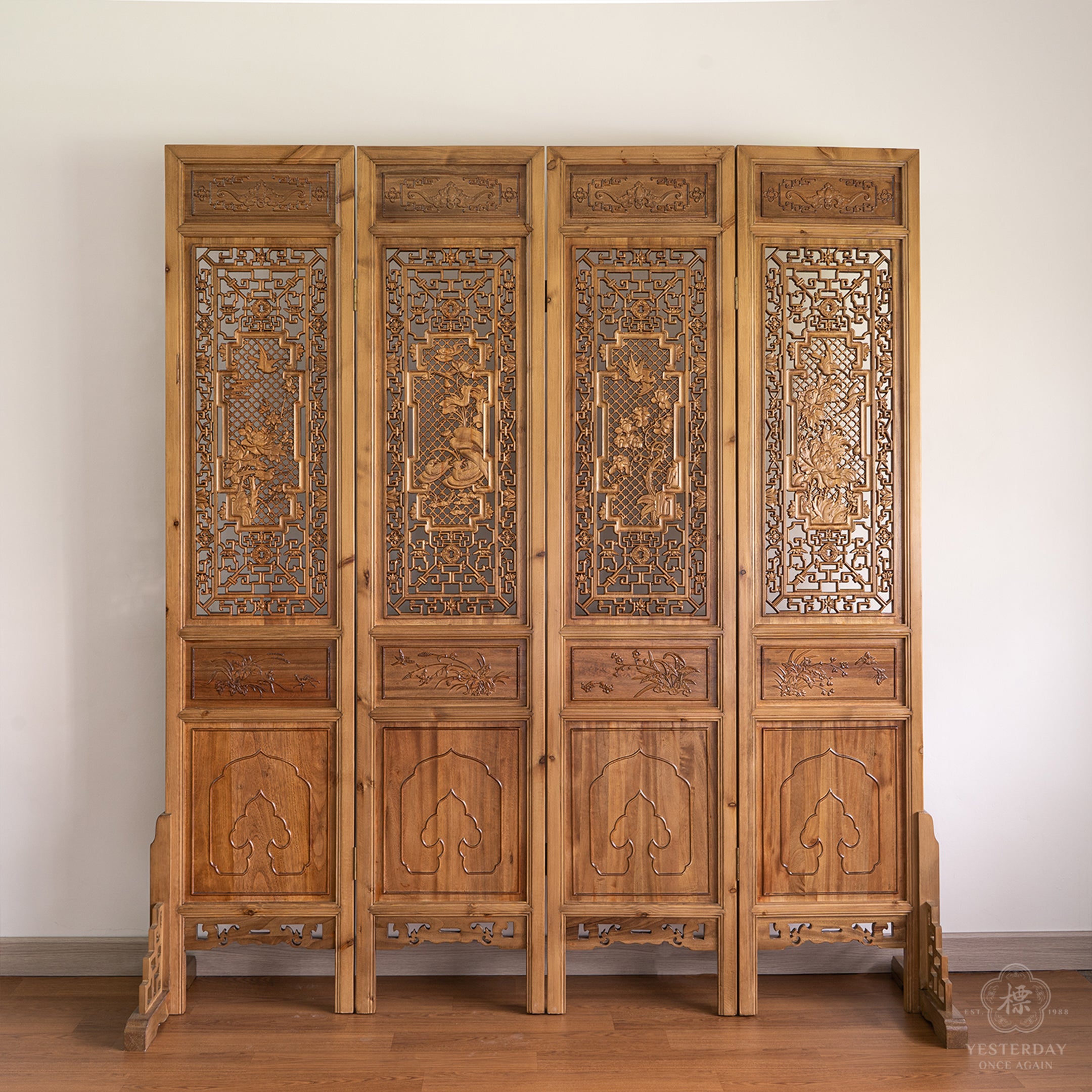 Oriental Wood Carved Panel Decoration