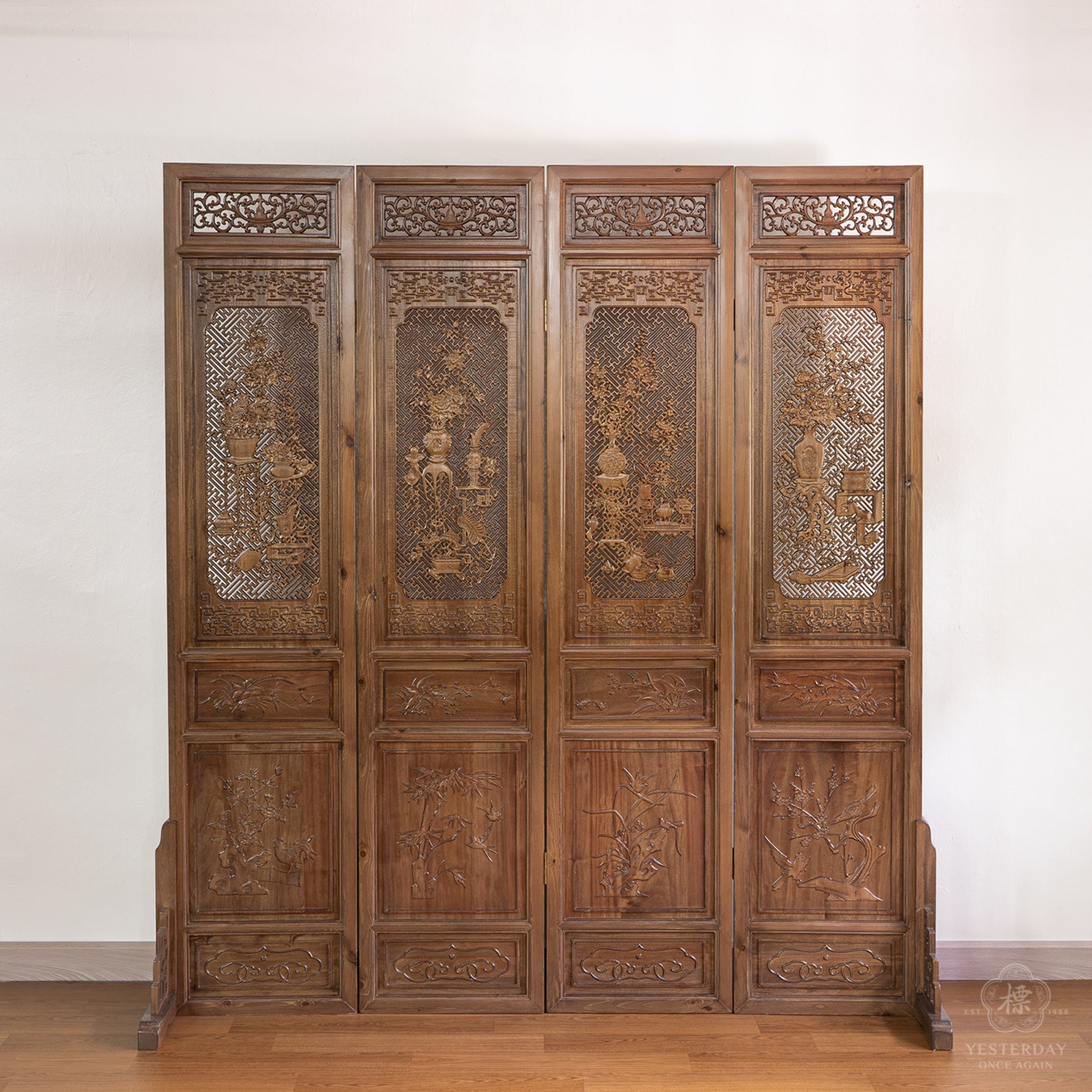 Oriental Wood Carved Panel Decoration