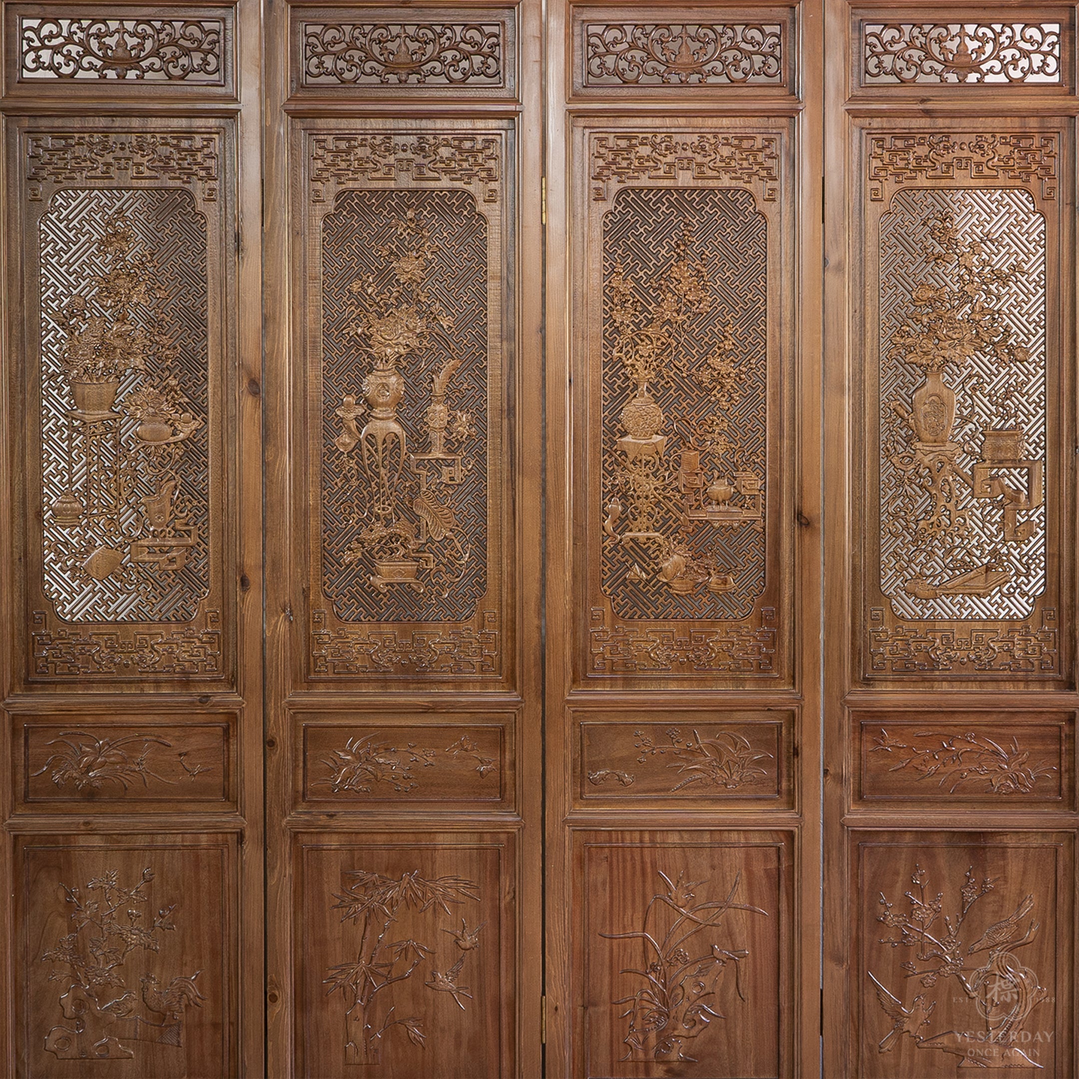 Oriental Wood Carved Panel Decoration