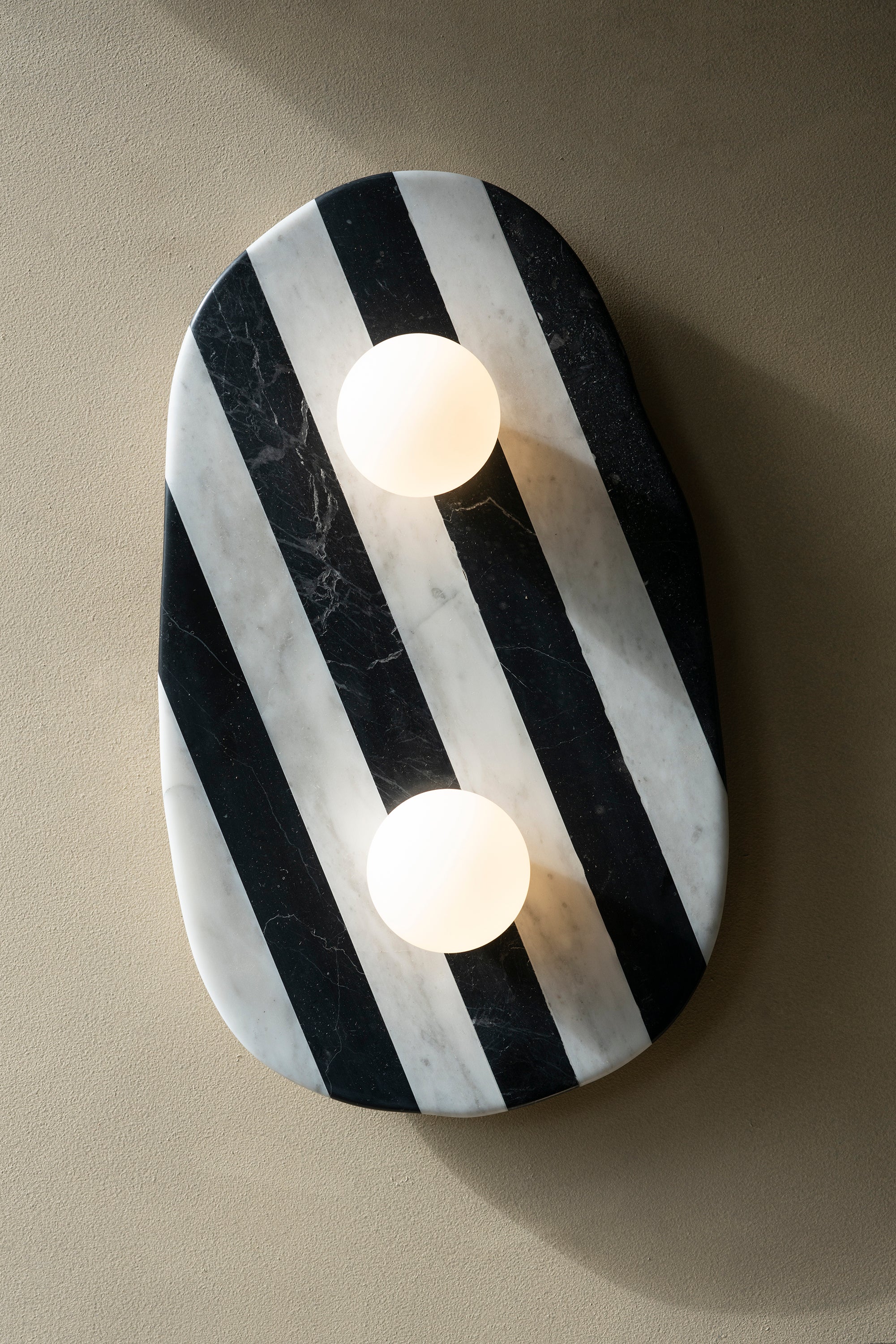 Blob Sconce Double Bulb - Black & White Striped