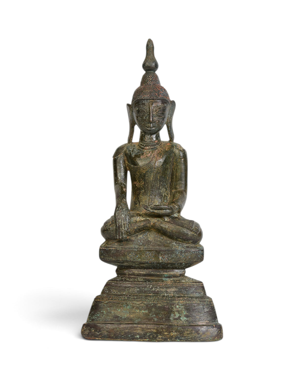 Burmese Bronze Seated Buddha Lotus Base, Shan Period