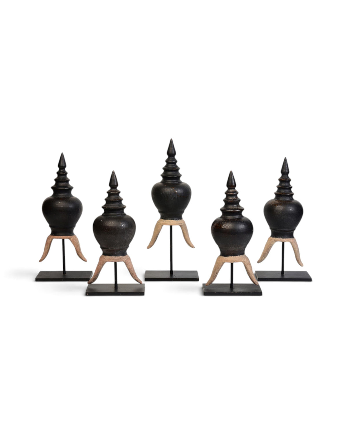 A Set of 5 Thai Stoneware Ceramic Roof Ridge Decoration - Set of 5