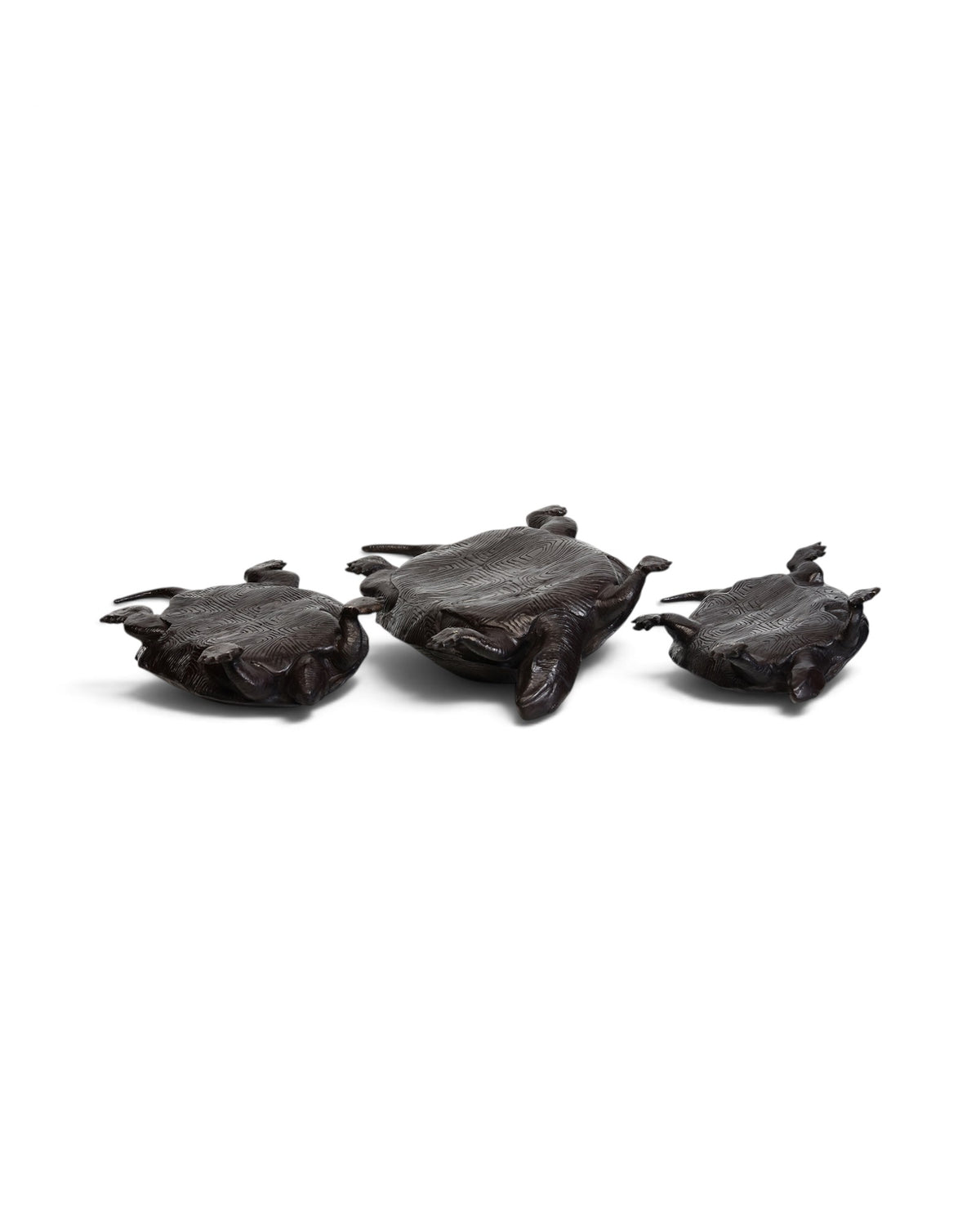 A Set of 3 Finely Cast Asian Bronze Turtles Animal Statues - Set of 3