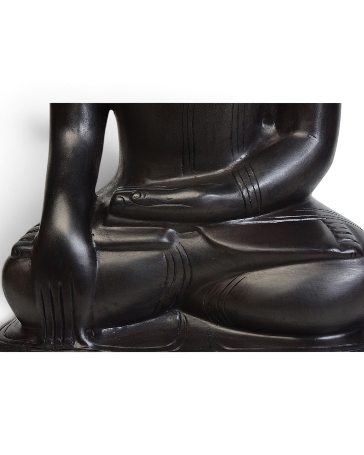 Burmese Bronze Seated Buddha Statue, Deep Black