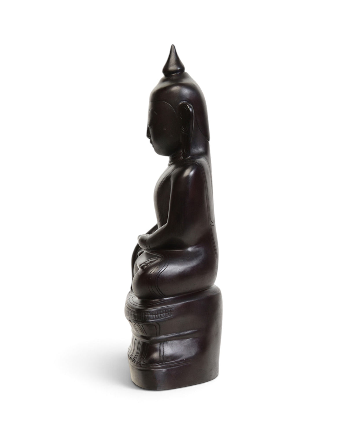 Burmese Bronze Seated Buddha Statue, Deep Black