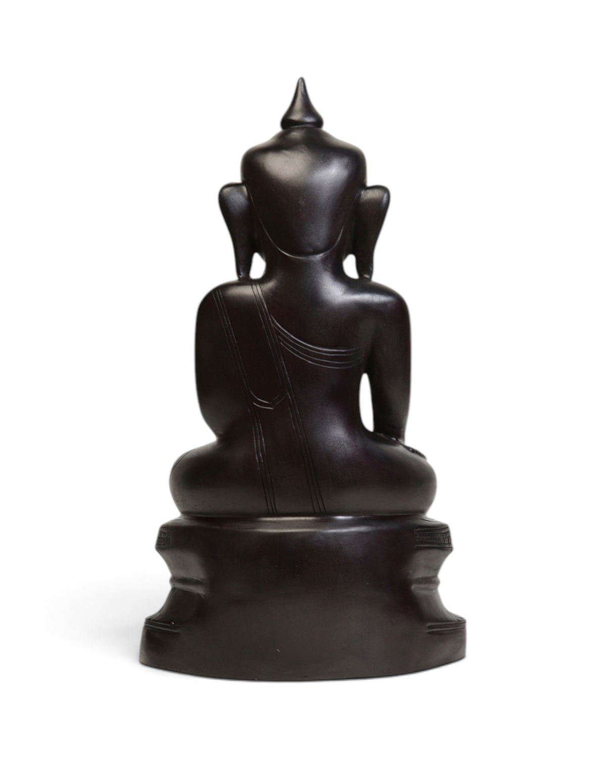 Burmese Bronze Seated Buddha Statue, Deep Black