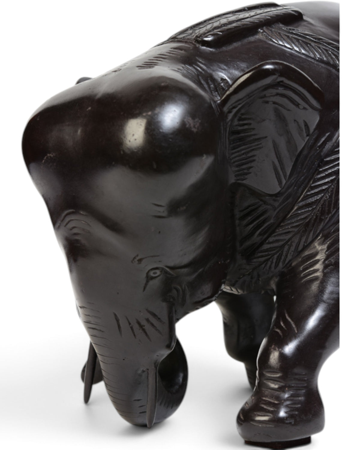 Finely Cast Asian Bronze Walking Elephant Animal Statue