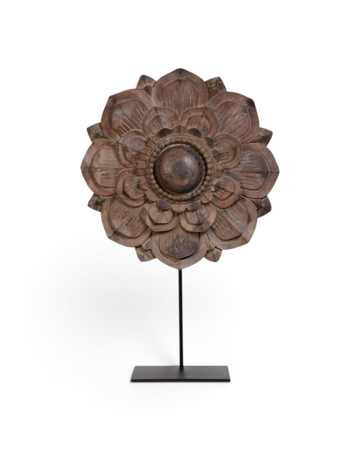 Large Burmese Wooden Flower Mandalay Decoration with Stand